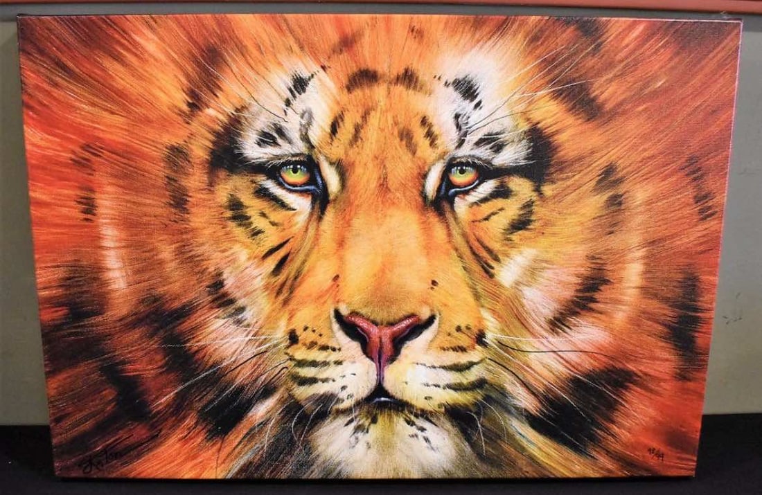 Martin Katon Tiger: Martin Katon Tiger Giclee on Canvas, hand signed and numbered. 26" x 18"
