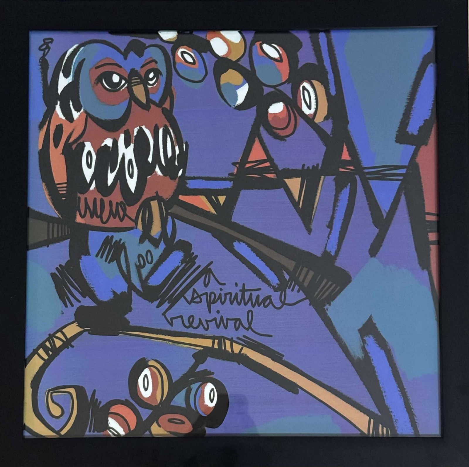 Lebo A Spiritual Revival: Lebo "A Spiritual Revival" lithograph on paper. 15.5" x 15.5" framed.