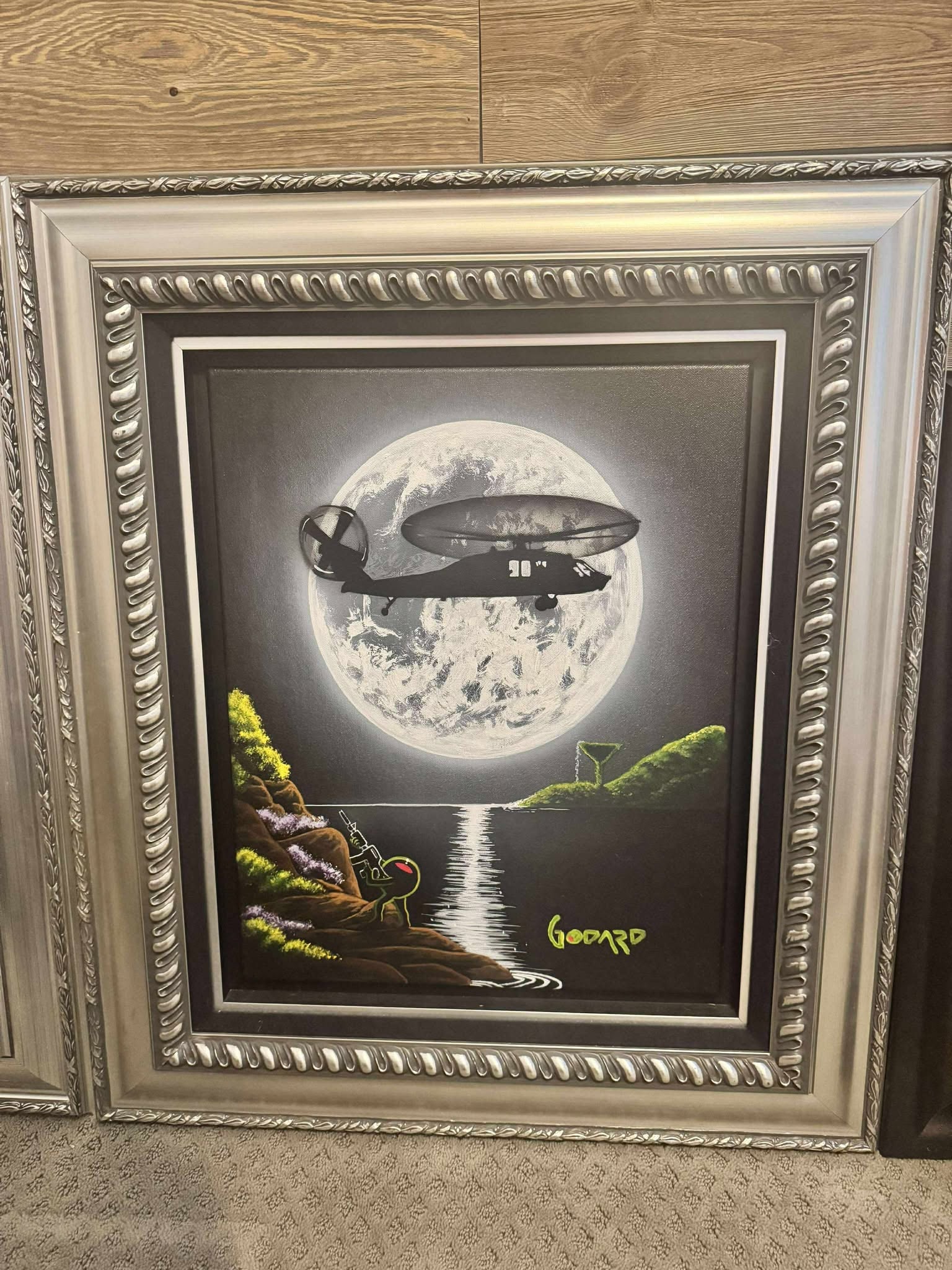 Michael Godard Enemy Lines: Michael Godard "Enemy Lines" Painting on canvas, no paperwork. Gallery framed, MV