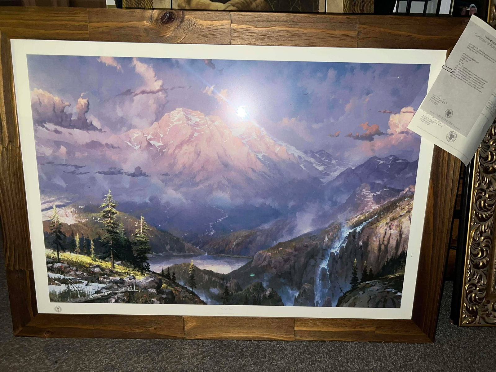 Thomas Kinkade Twilight Vista: Thomas Kinkade "Twilight Vista" 2006 24" x 36" image size Offset lithograph in color on premium paper. Signed with the artist's DNA matrix signature authentication system and numbered. Gallery framed,