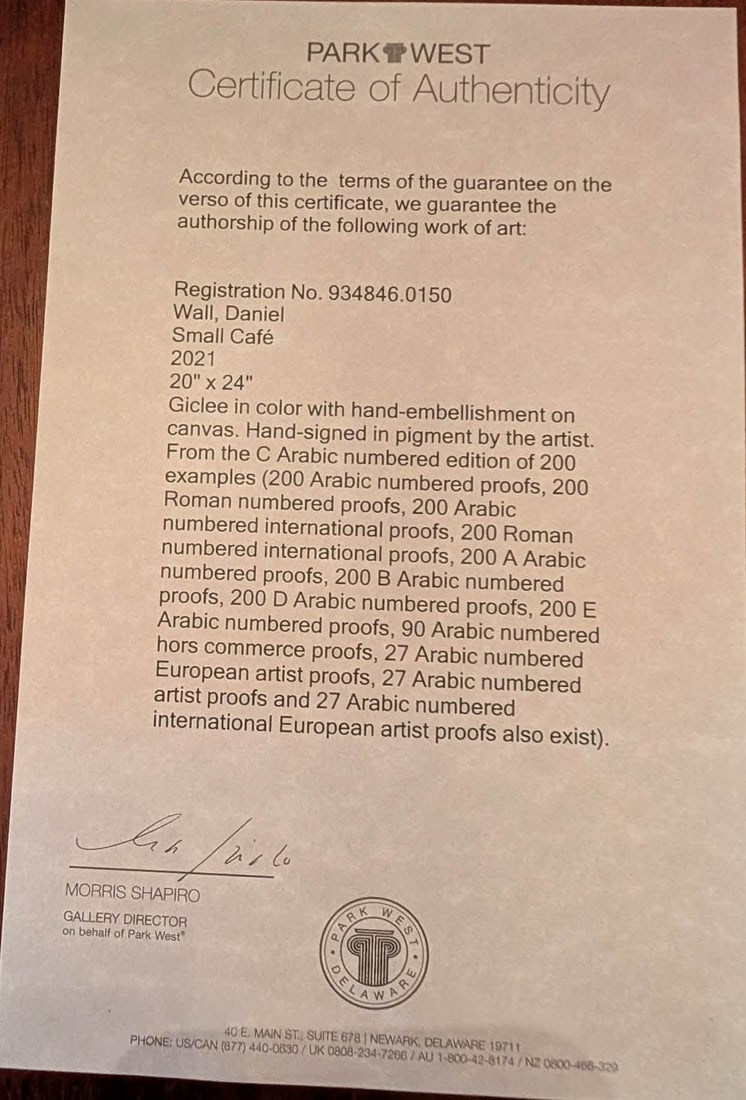 Daniel Wall Small Caf - 2