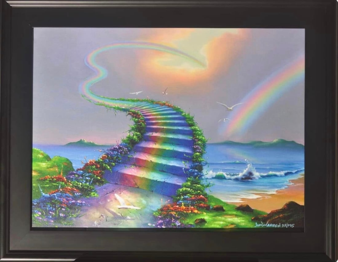 Over the Rainbow: Jim Warren "Over the Rainbow" A beautiful metaphorical image of the journey over the rainbow.Wherever that my take you.This print is an 18x24 limited edition canvas which has been hand signed,