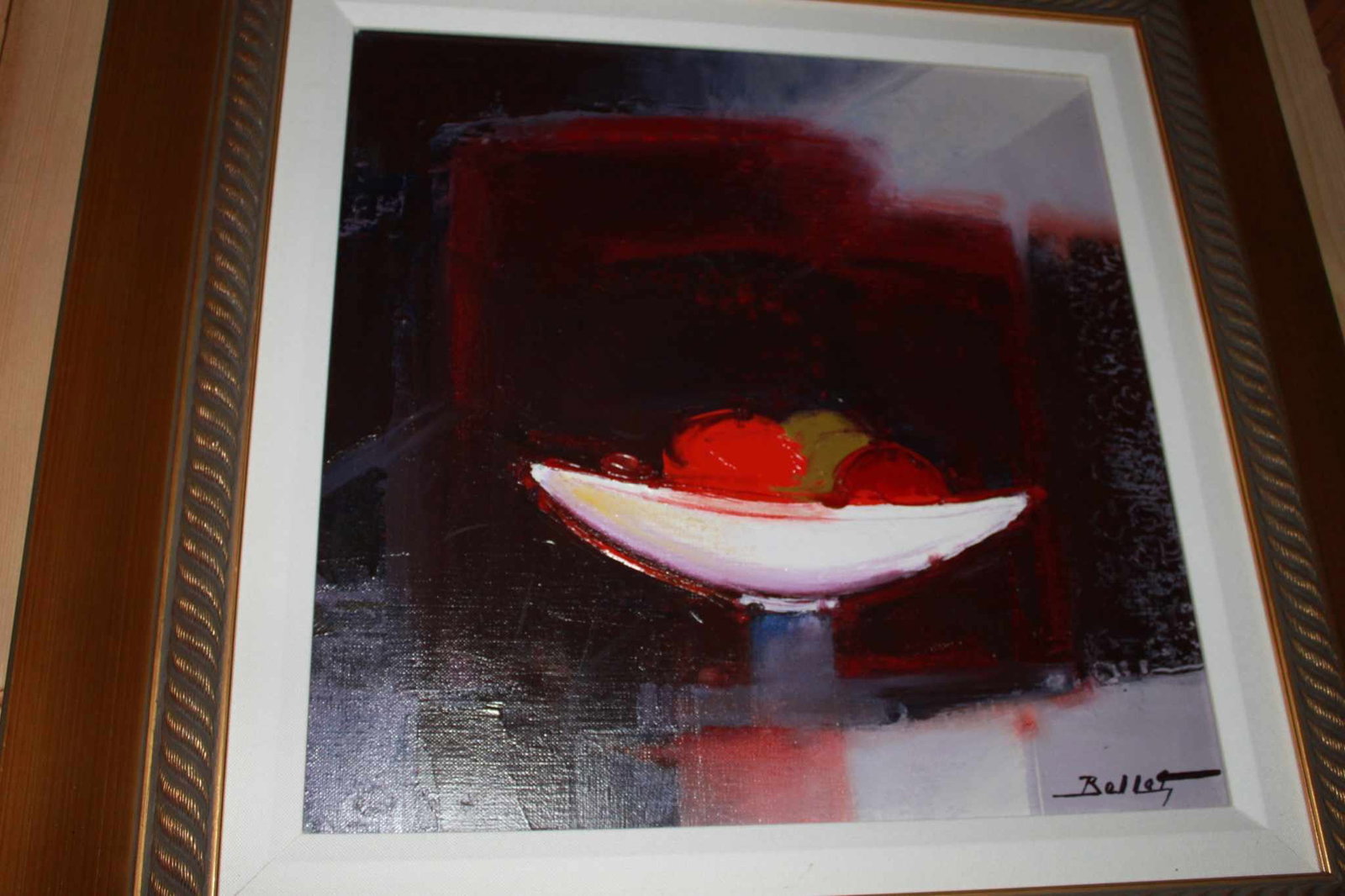 Silence Rogue: Emile Bellet "Silence Rogue" 2008 16" x 15 3/4" image size oil painting on canvas signed in pigment lower right signed nad titles on the verso. A unique work. Gallery framed, COA