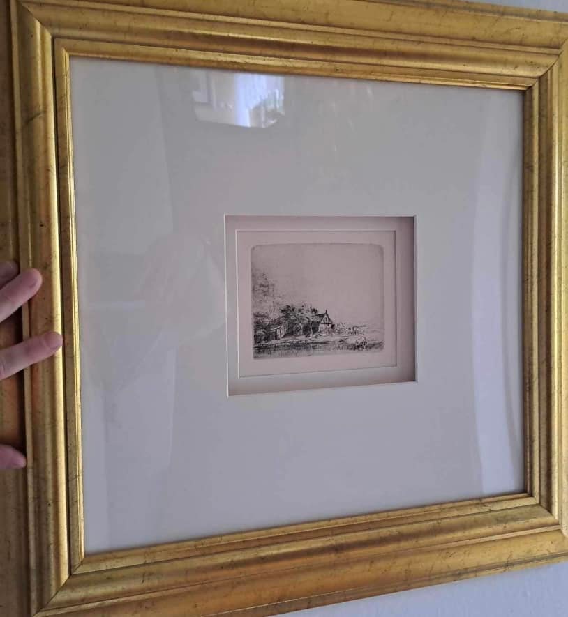 Landscape with a Cow Drinking: Rembrandt Van Rijn "Landscape with a Cow Drinking" ca. 1650 This superbly printed etching with delicate dry-point line work and selective wiping was pulled from the original plate as created by