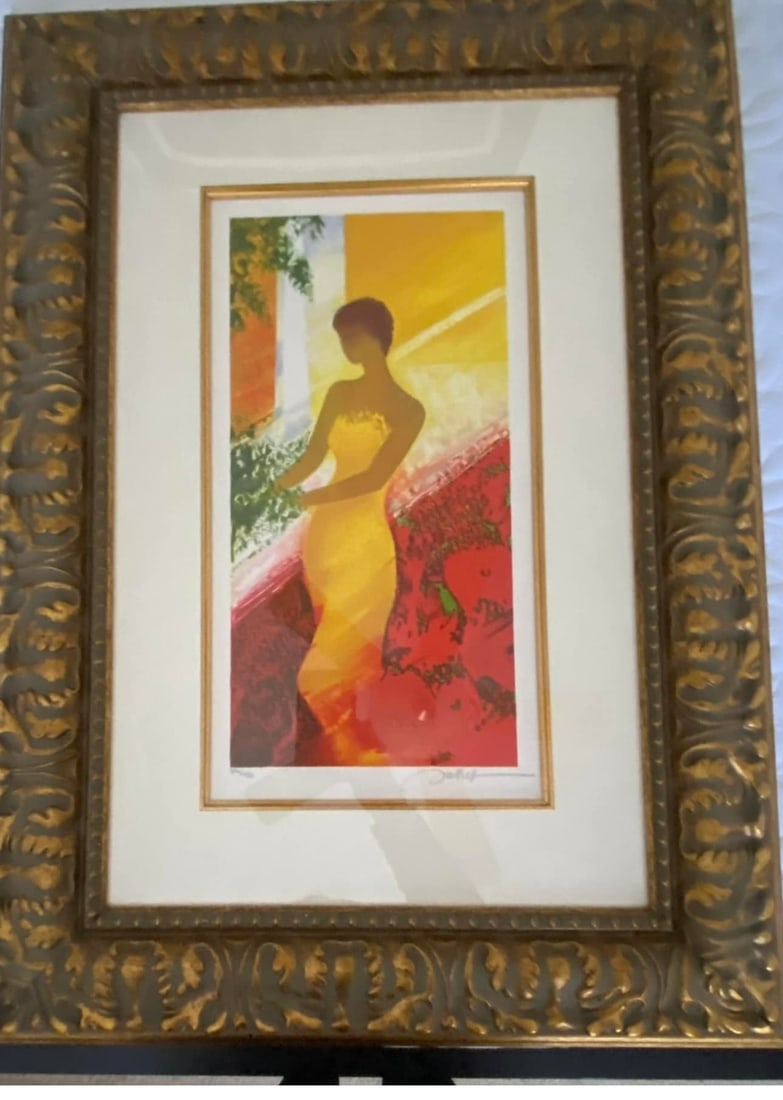 Reve Rogue: Emile Bellet "Reve Rouge" 2008 14 15/16" x 7 1/2" image size Lithograph in color on wove paper. signed in pencil lower right and numbered. Gallery framed LE COA