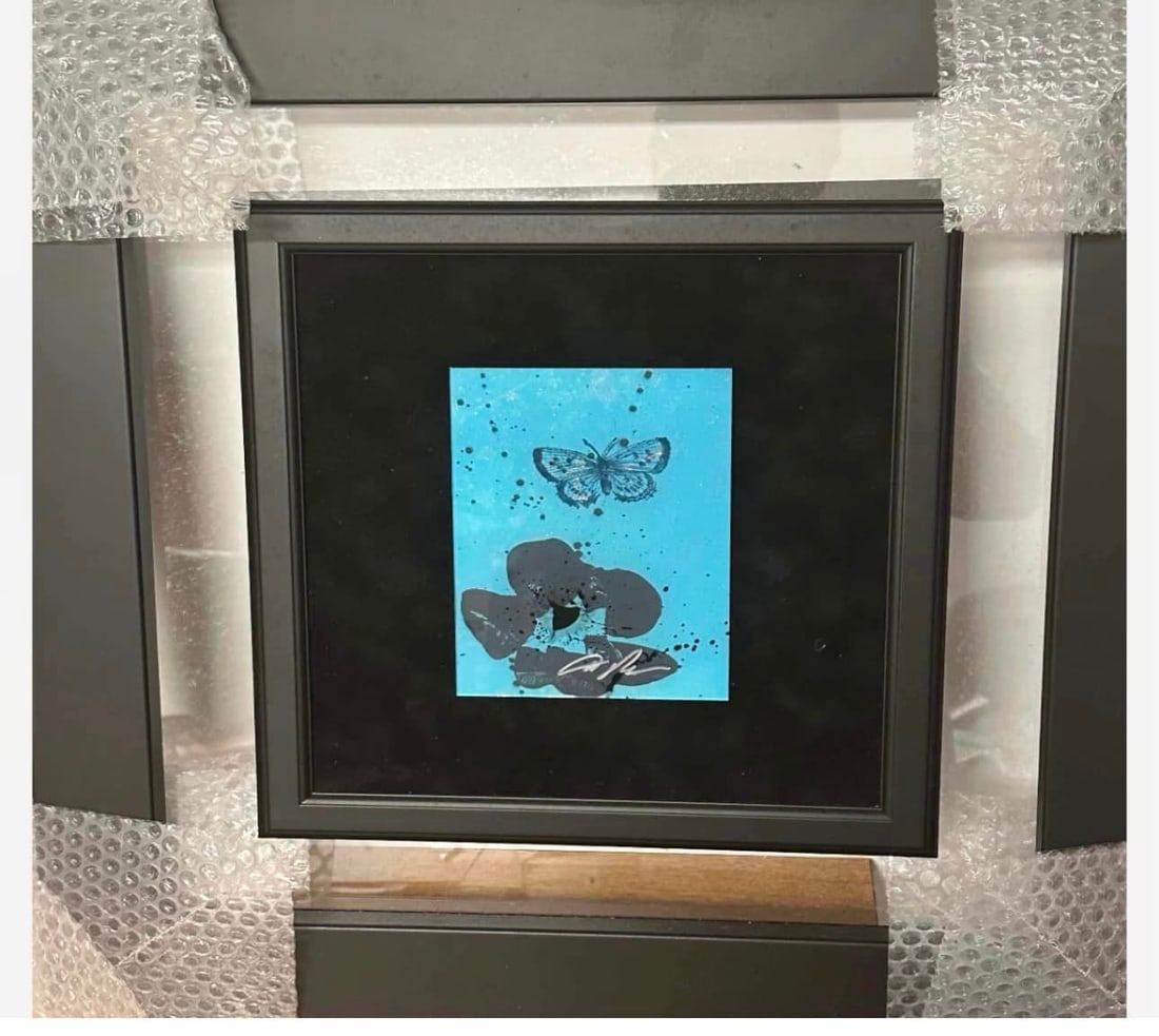 Skylight I: Dominic Pangborn "Skylight I" UNIQUE 2018 7" x 5" image size Mixed media painting on transparent acrylic panel. Hand-signed in ink lower right by the artist. Gallery framed COA