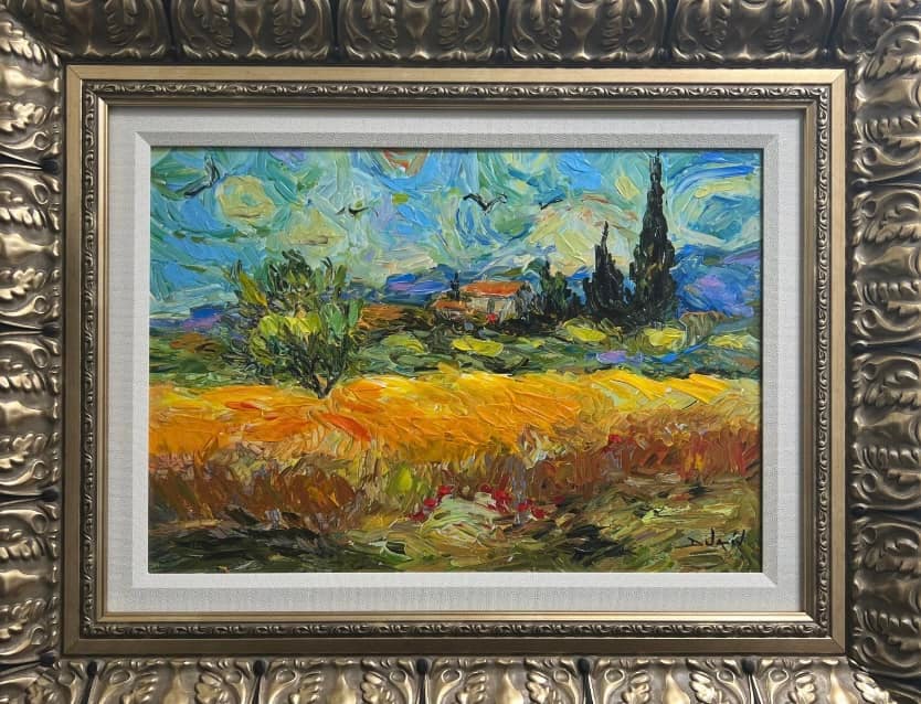 Hommage a Van Gogh: DUAIV "Hommage a Van Gogh" 20" x 14" image size Giclee in color with hand-embellishment on canvas. Hand-signed in ink lower right by the artist. LE 295 Gallery framed COA