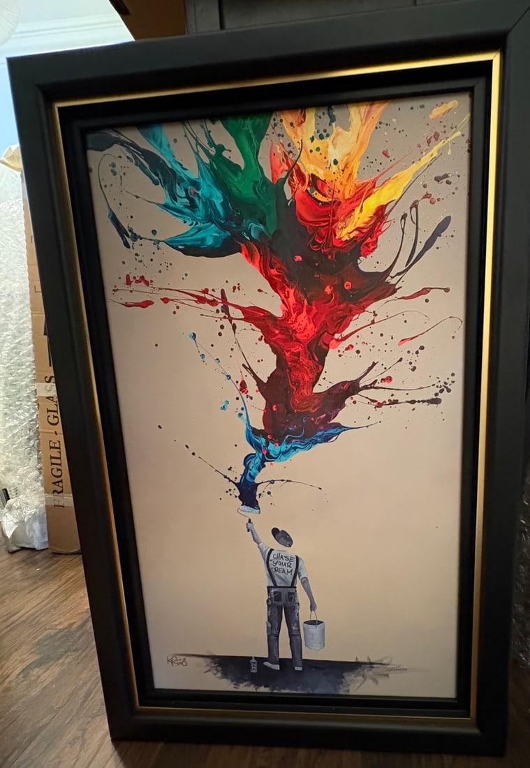 Kre8 Visions of a Dreamer: Kre8 "Visions of a Dreamer" 2021 29" x 17 3/8" image size Giclee in color with hand-embellishment on canvas. Hand-signed by the artist. Gallery framed,SB