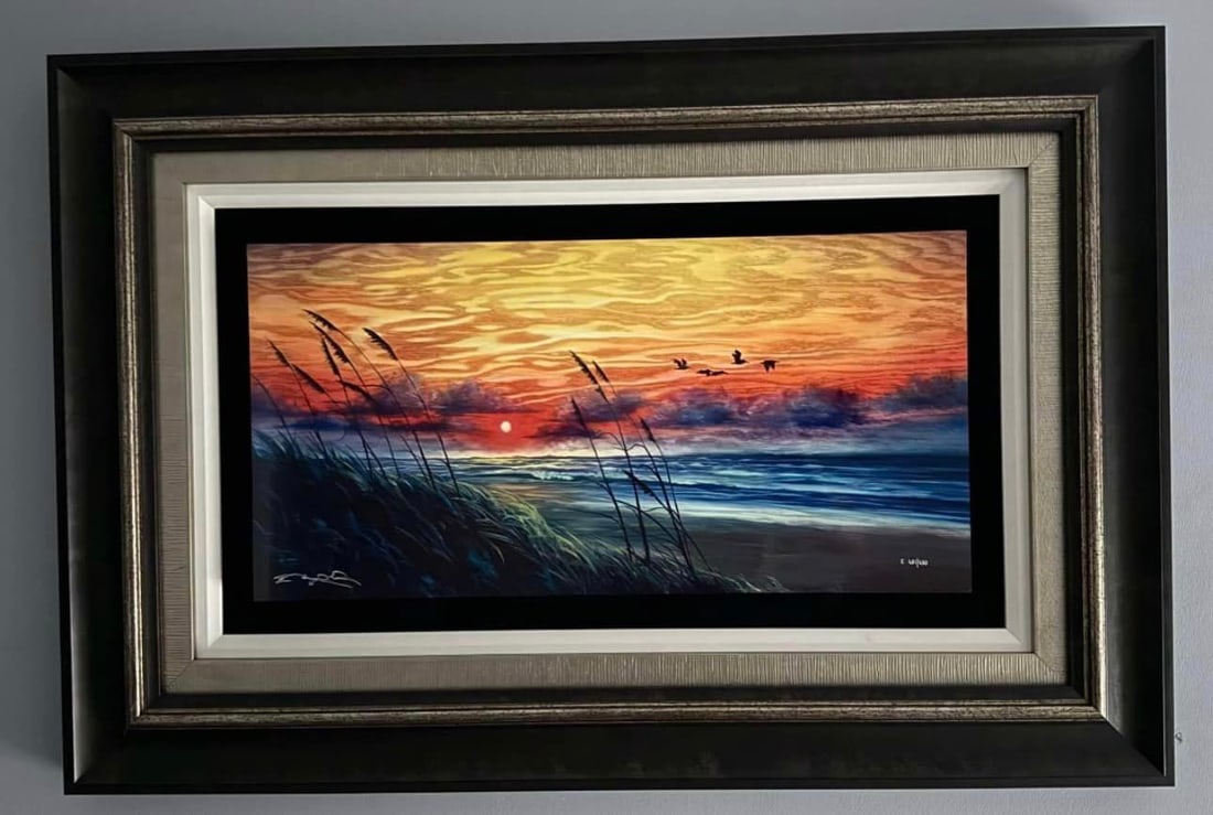 Matt Beyrer Light Breeze: Matt Beyrer "Light Breeze" 2019 12 1/4" x 24 1/2" image size Caldograph (digital multiple through dye-sublimation on wood). Hand-signed in pigment lower left by the artist. LE COA