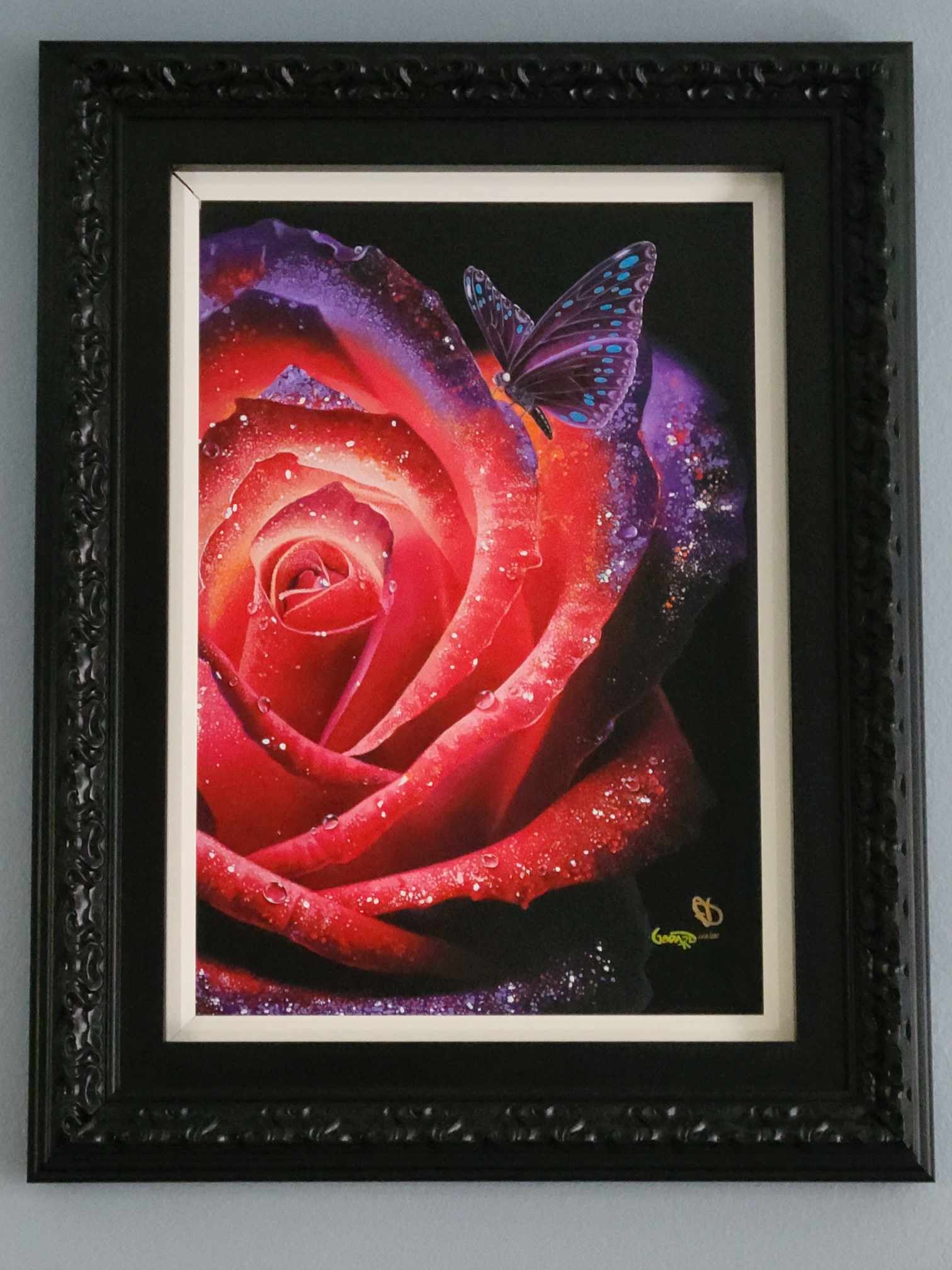 Michael Godard Purple Edge: Michael Godard "Purple Edge" 2023 23" x 15 3/4" image size giclee in color with hand-embellishment on canvas. Hand-signed by the artist. Gallery framed, COA, Appraisal