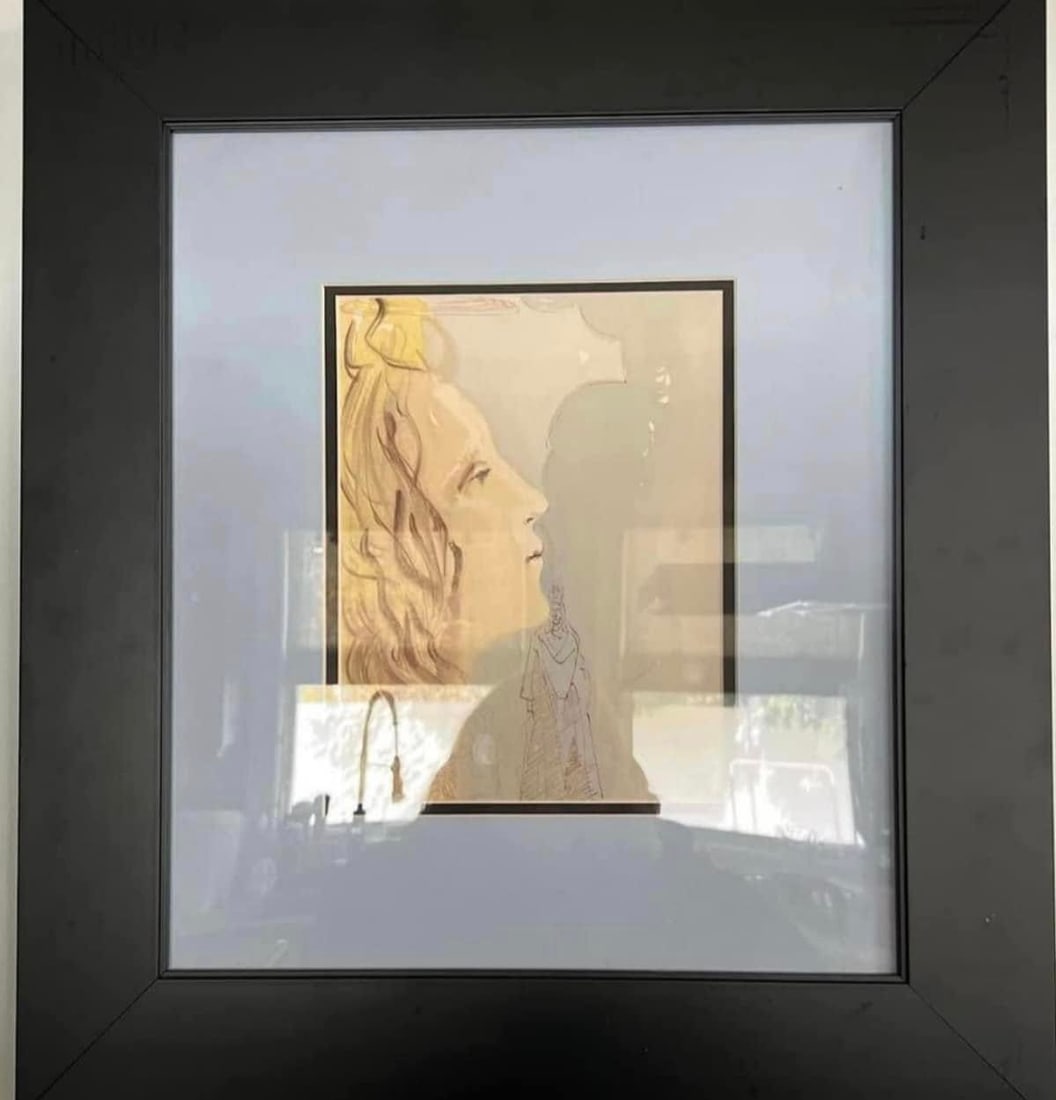 Dali The Beauty of Beatrice: Dali Woodcut "The Beauty of Beatrice" unsigned it is signed and dated on verso by Albert Field who authenticated it.