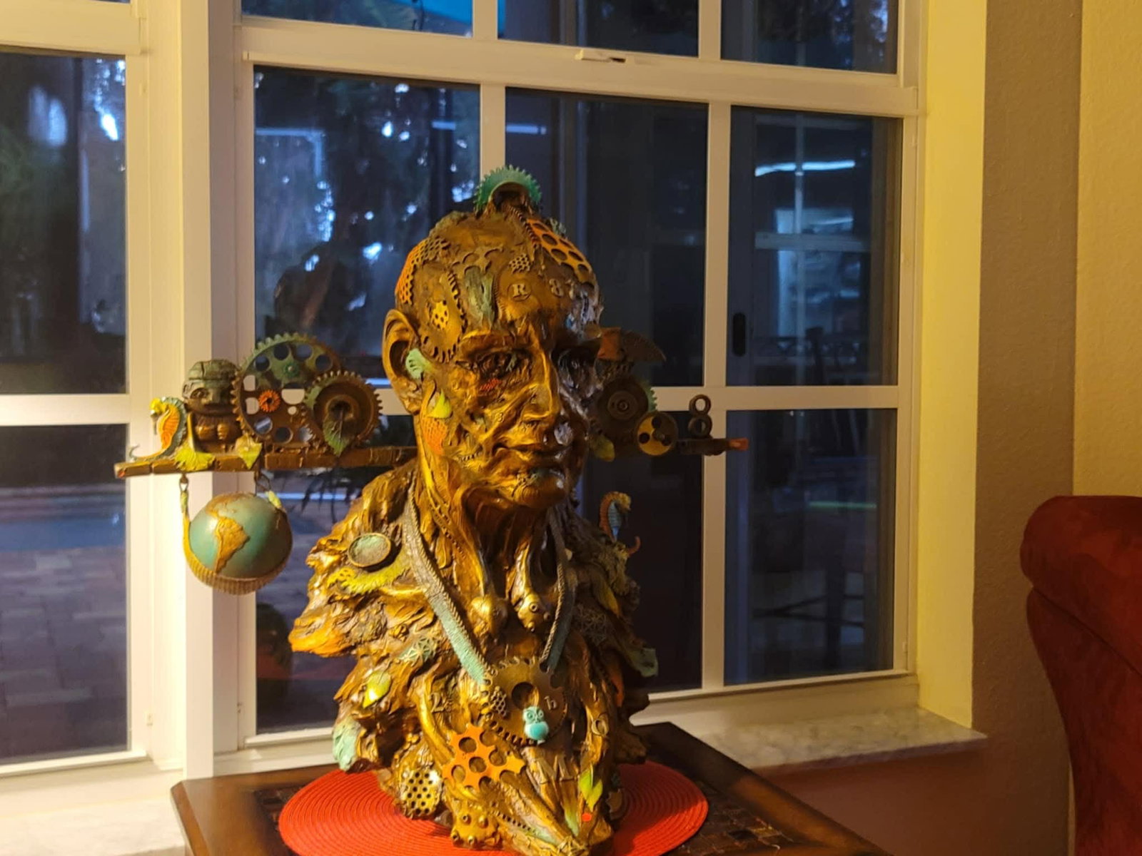 Nano Lopez Urban Bust: Nano Lopez "Urban Bust" 2016 22" x 19" Bronze sculpture with hand-applied pating. Signature stamped.