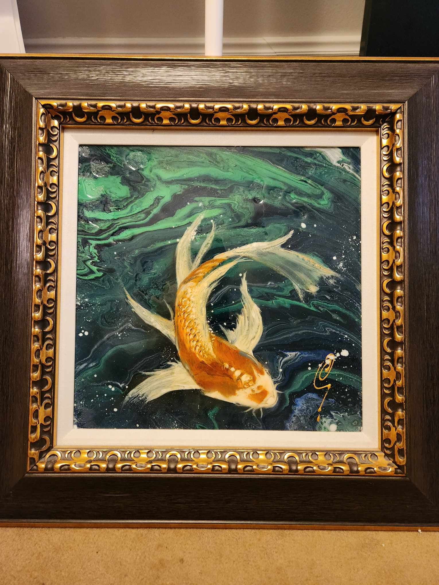 Clare Sykes Ying Yang Unique: Clare Sykes "Ying & Yang" Unique 2018 16" x 16" image size mixed media with oil painting na dresin on canvas board. Hand-signed in pigment lower right by the artist. Signed and titled on the verso. A