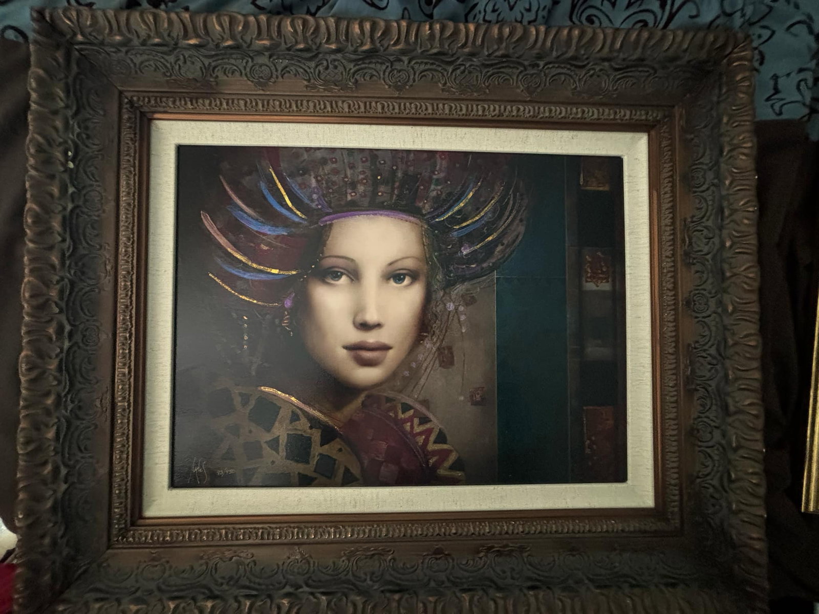 Csaba Markus Bella Fleurissimo: Csaba Markus "Bella Fleurissimo" Giclee on canvas, hand embellished, gallery framed, damage to frame see pictures