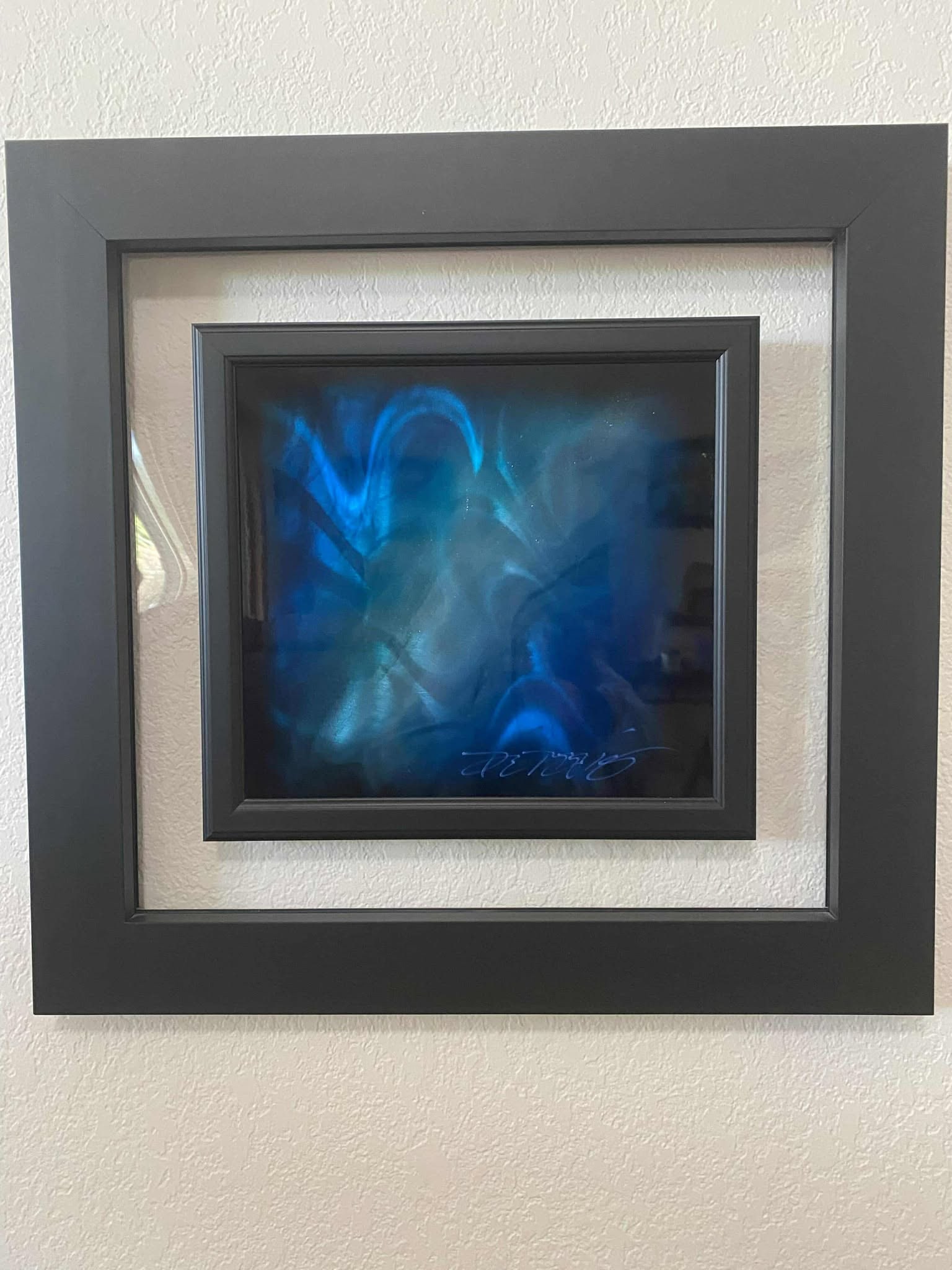 Chris Derubeis Mini Elements - Water (quadtych) (Panel 4): Chris Derubeis "Mini Elements - Fire (quadtych) (panel 4) 2017 11" x 12" Mixed media on aluminum including air-brush painting and hand ground surfaces. A Unique work. Gallery Framed, Appraisalk COA