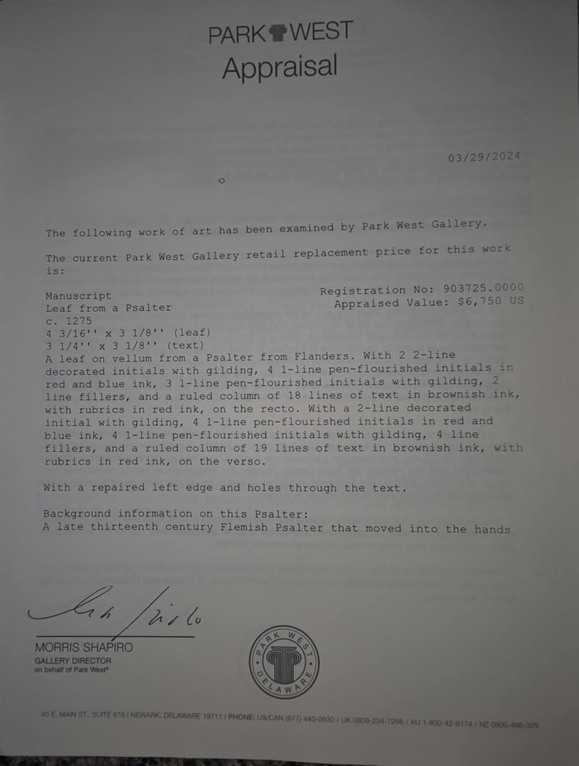 Manuscript Leaf from a Psalter - 4