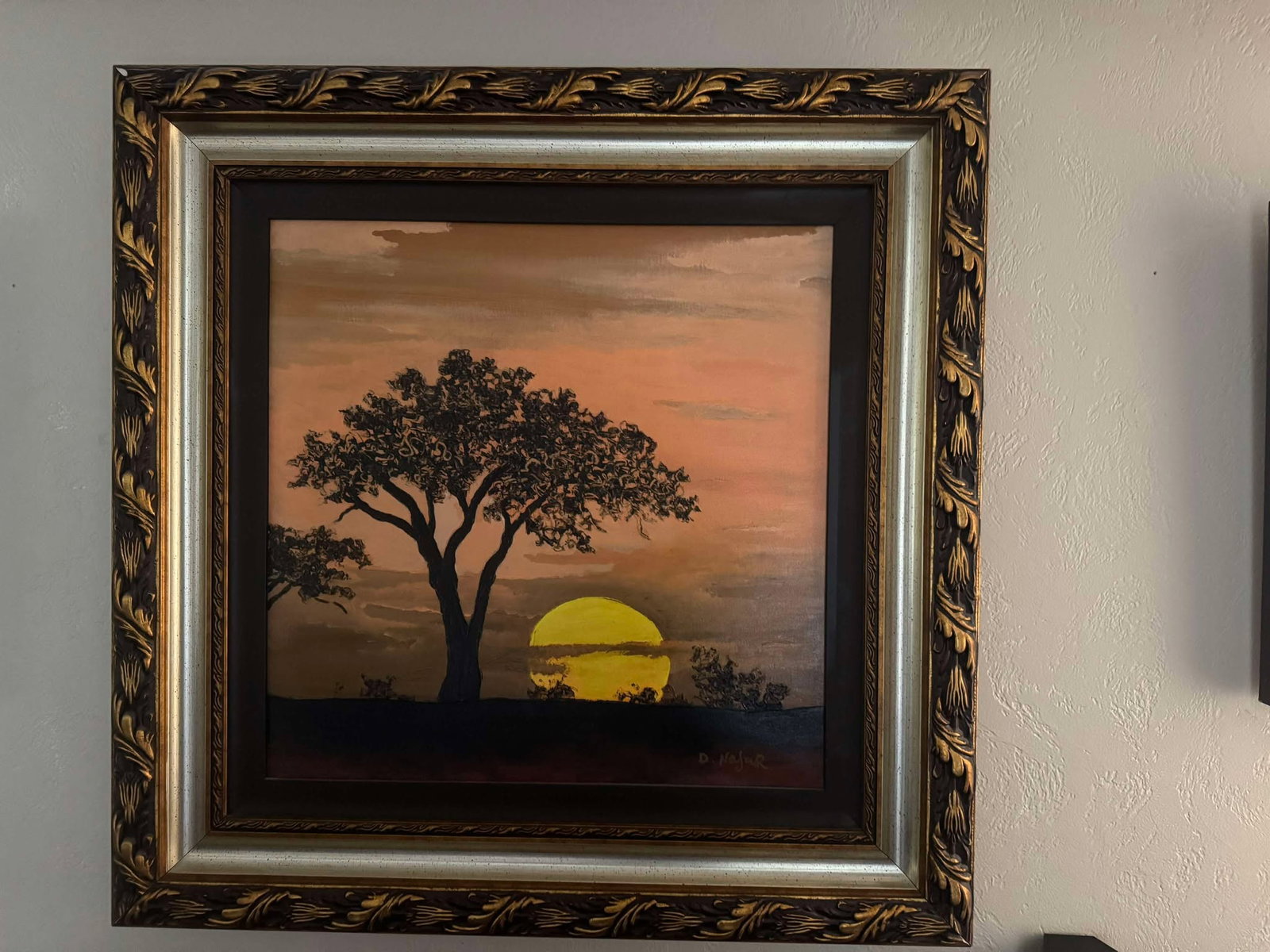 David Najar Sunrise: David Najar "Sunrise" 2015 24" x 24" image size Giclee with hand-embellishment on canvas. Hand-signed in ink by the artist. Gallery framed, COA, Appraisal