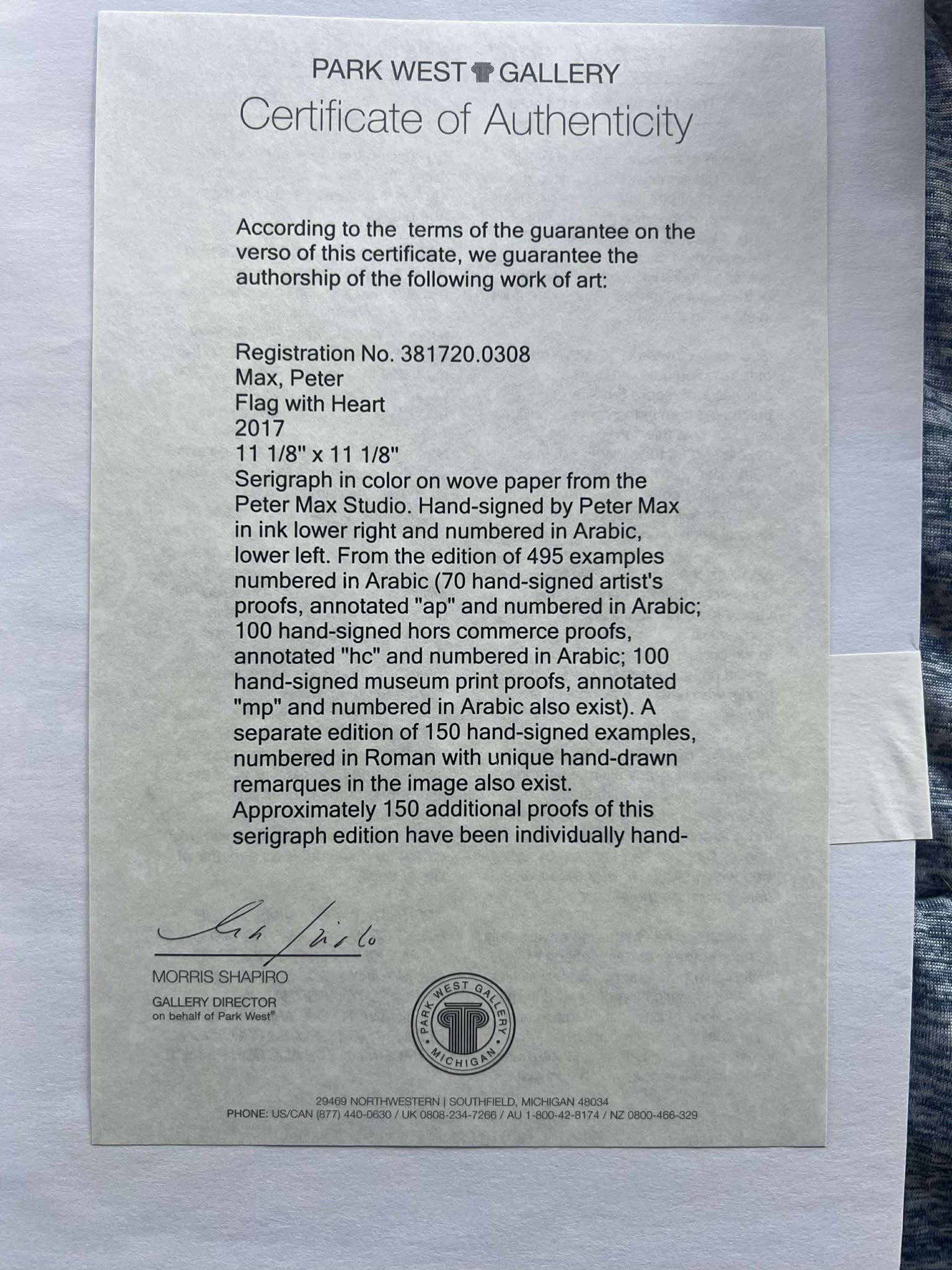 Peter Max Flag with Heart - 3