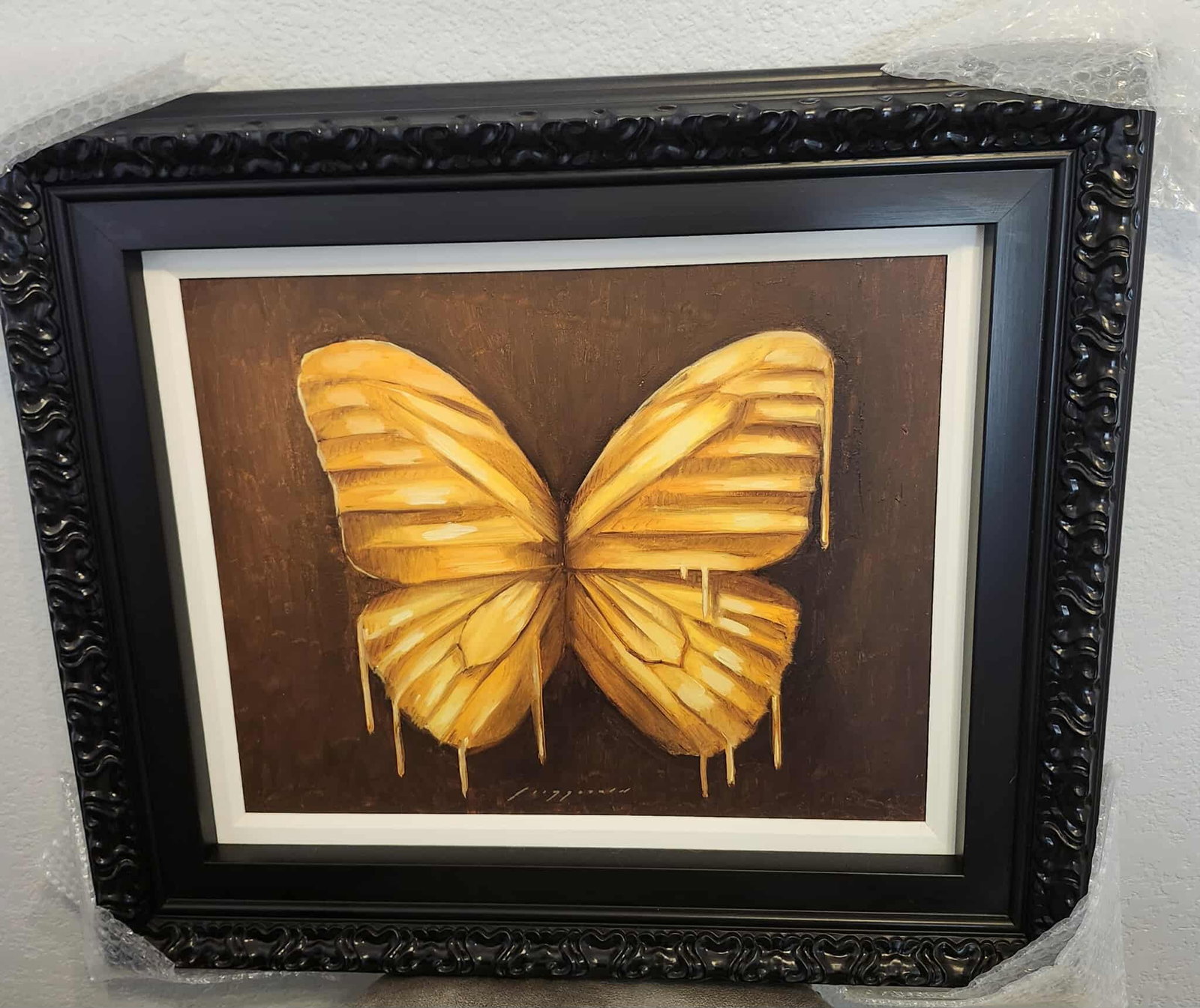 Donovan Fitzgerald Winged Vanitas in Gold Unique: Donovan Fitzgerald "Winged Vanitas in Gold" Unique 2024 16" x 20" image size Painting on board. Hand-signed in pigment lower center by the artist. A unique work. Gallery framed, COA, Appraisal, SMA