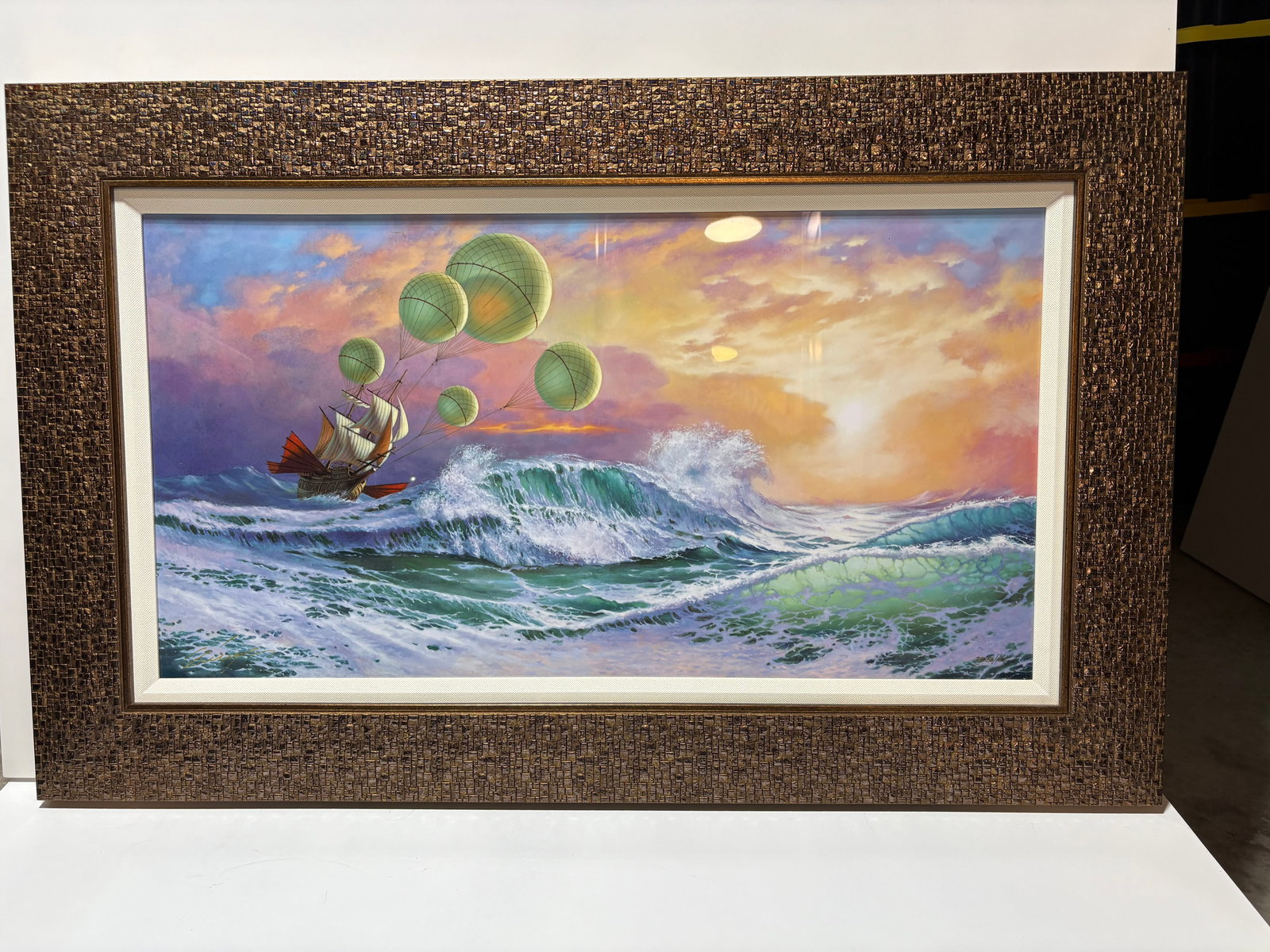 Michael Cheval Flying Dutchman: Michael Cheval "Flying Dutchman" 2016 16" x 30" image size Dye sublimation on aluminum. Hand-signed in ink by the artist. Gallery framed, COA, SEK.