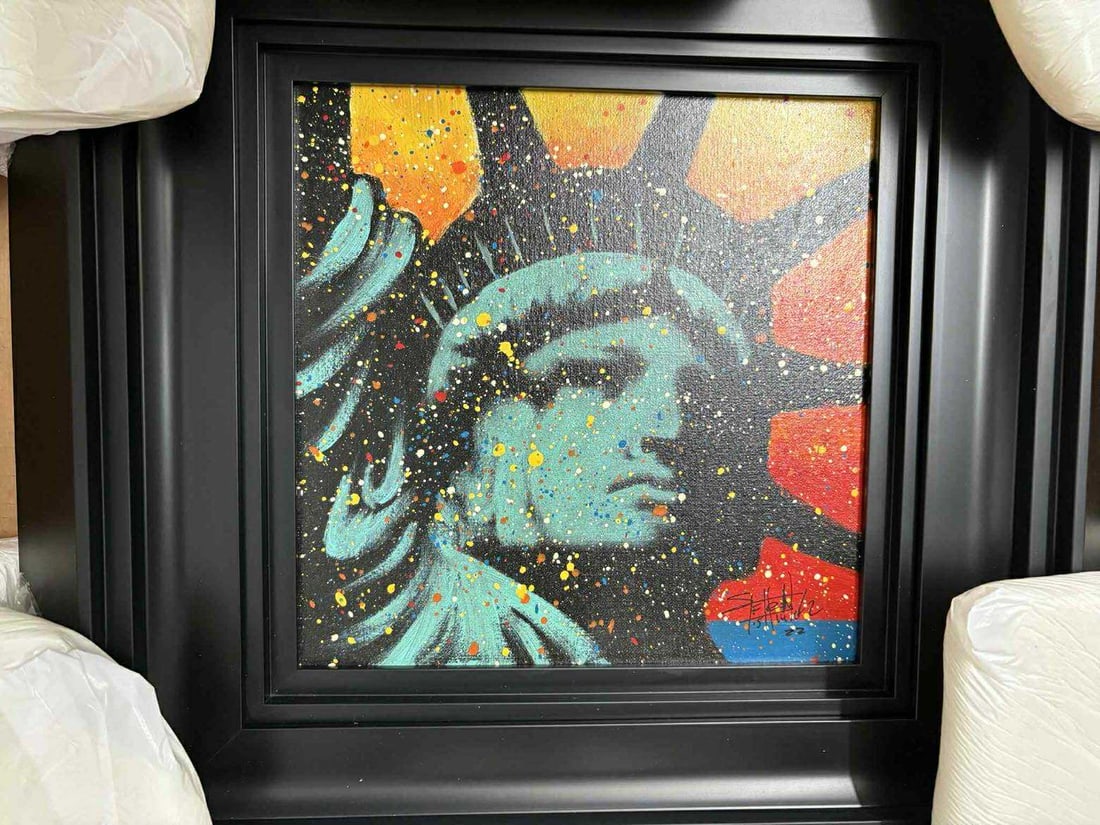 Fishwick Delta Face: Fishwick "Delta Face" 2022 12" x 12" image size Acrylic painting on canvas. Hand-signed in pigment lower left by the artist. A Unique work. From the artist private collection. Gallery framed, COA, CW