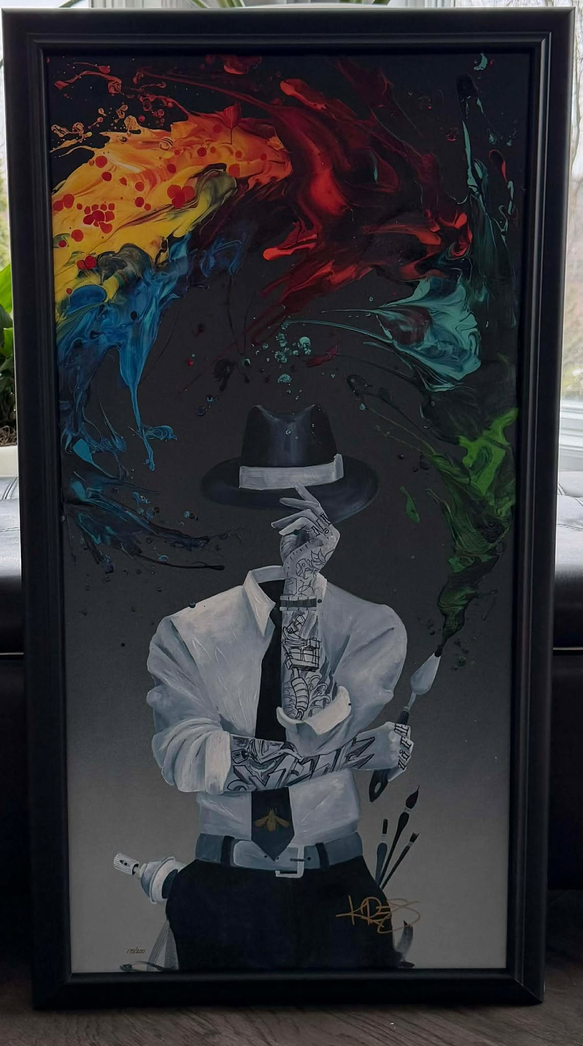 Kre8 Origins of Discipline: Kre8 "Origins of Discipline" 2020 31 3/4" x 15 7/8" image size Giclee in color with hand-embellishment on canvas. Hand-signed in pigment by the artist.Custom framed. No paperwork. TMP