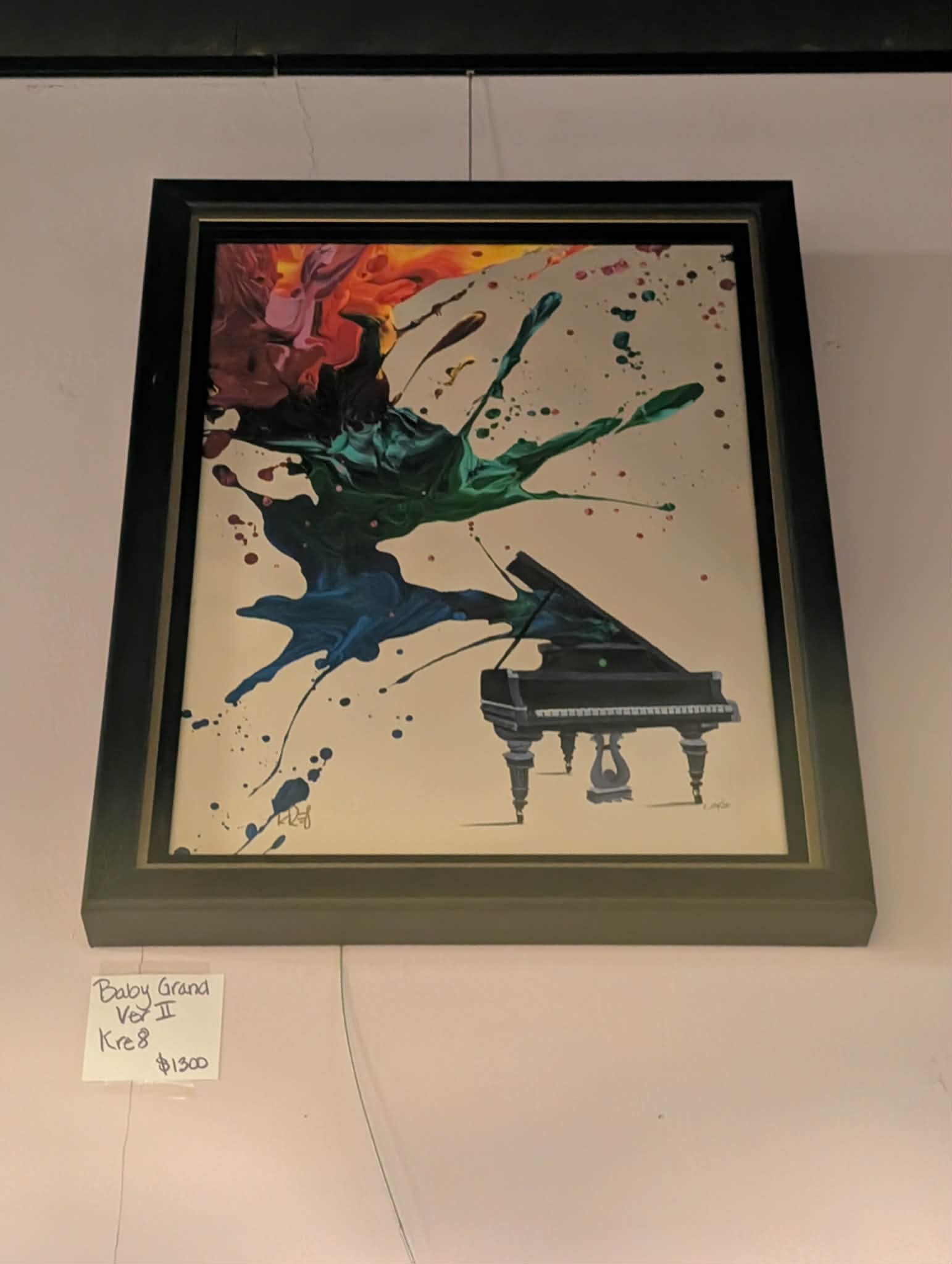 Kre8 Baby Grand Ver II: Kre8 "Baby Grand Ver II" 2021. 26" x 19 1/2" image size. Giclee in color with hand embellishments on canvas. Hand signed by the artist. Gallery framed. COA. Appraisal. SS