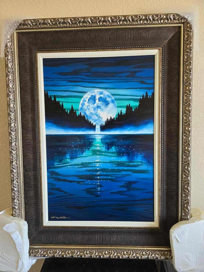 Matt Beyrer Mystic Falls Unique: Matt Beyrer "Mystic Falls" 2018 30 1/8" x 20 1/4" image size Oil painting on red oak wood panel. Hand-signed in pigment lower left by the artist. Signed, Titled and dated on the verso. A unique work. 