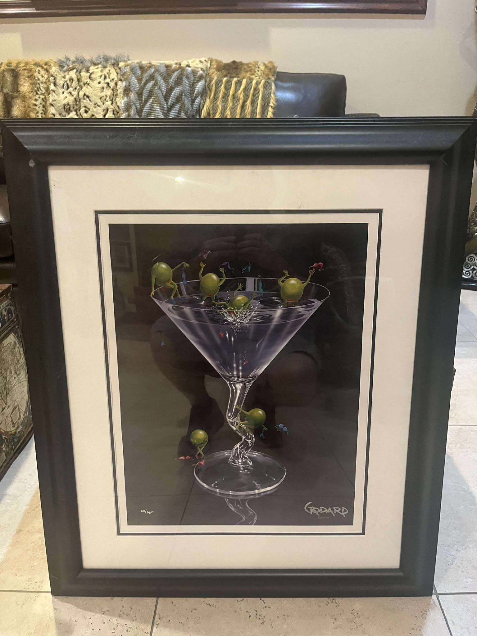 Michael Godard Olives Gone Wild - Seriolitho: Michael Godard (Olives Gone Wild - Seriolitho) Image size 20" x 15.25" Serio Lithograph, Sold "as is" may fade or change with handloing, exposure to light, weather or other factors, and no warranty