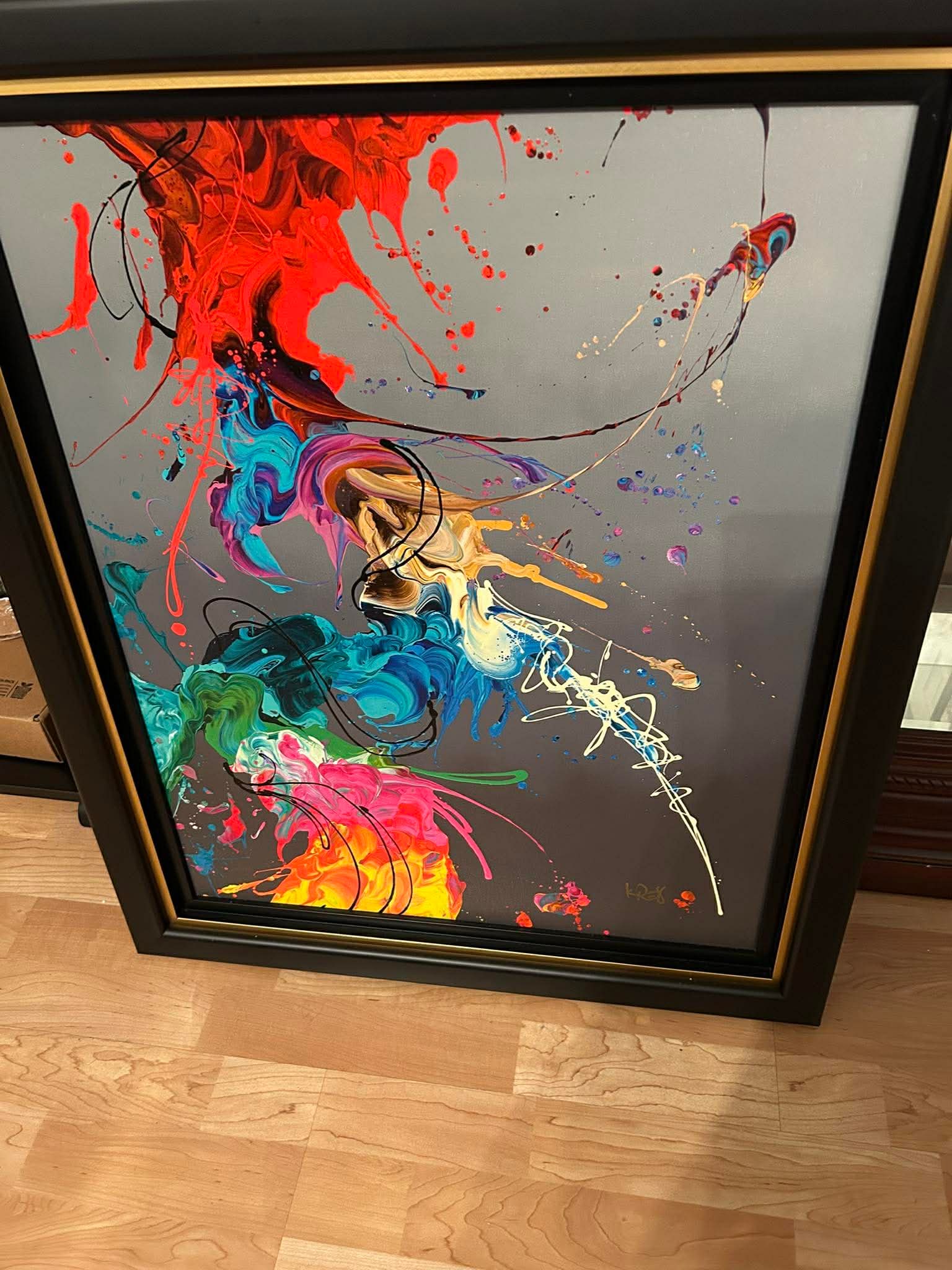 Kre8 Nirvana: Kre8 "Nirvana" 2021 25" x 20" Giclee in color with hand-embellishment on canvas. Hand-signed by the artist. Gallery framed, COA. Appraisal. JR