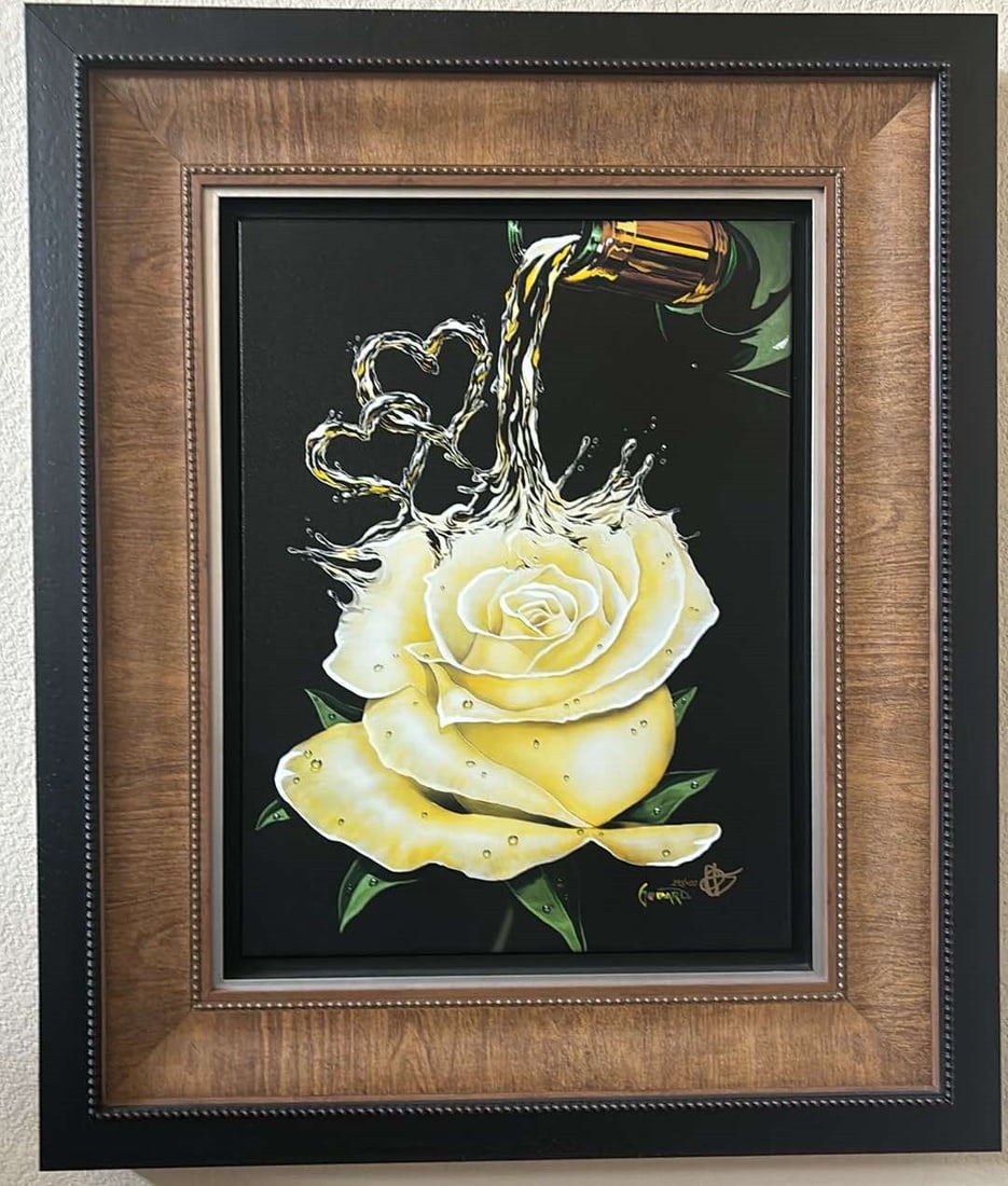 White Wine: Michael Godard "White Wine" 2018 23 1/4" x 17 1/2" (Image size) Giclee in color with hand embellishment on canvas. Hand-signed in ink lower right by the artist. Gallery Framed, COA, Appraisal.