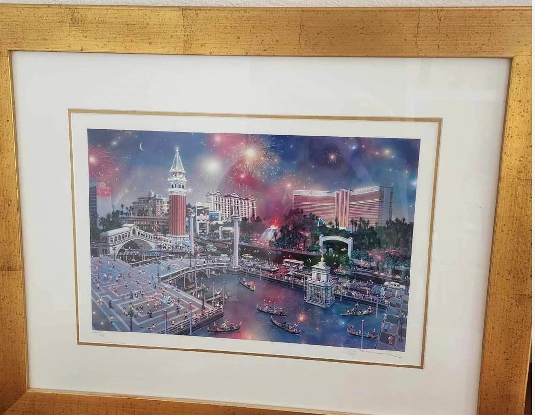 The Grand View (Las Vegas): Alexander Chen "The Grand View (Las Vegas)" 2002 11 1/2" x 17 1/2" image size Seriolithograph in color on paper. Signed and numbered in pencil.it shows the Mirage Hotel which is gone LE Gallery framed