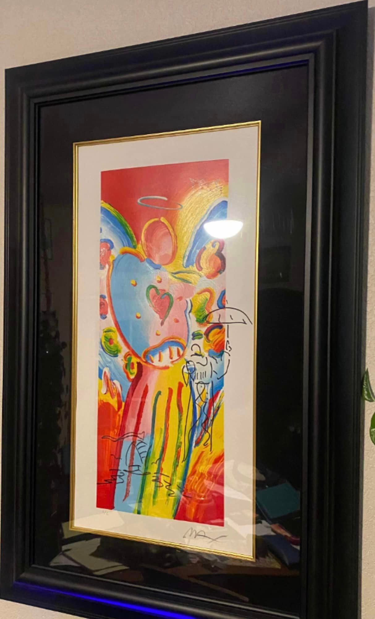 Angel with Heart: Peter Max. "Angel with Heart" 23 3/4'' x 9'' image size Serigraph in color on wove paper. Hand-signed by Peter Max in pencil lower right margin and numbered in Roman numerals, lower left. LE 100 Galle