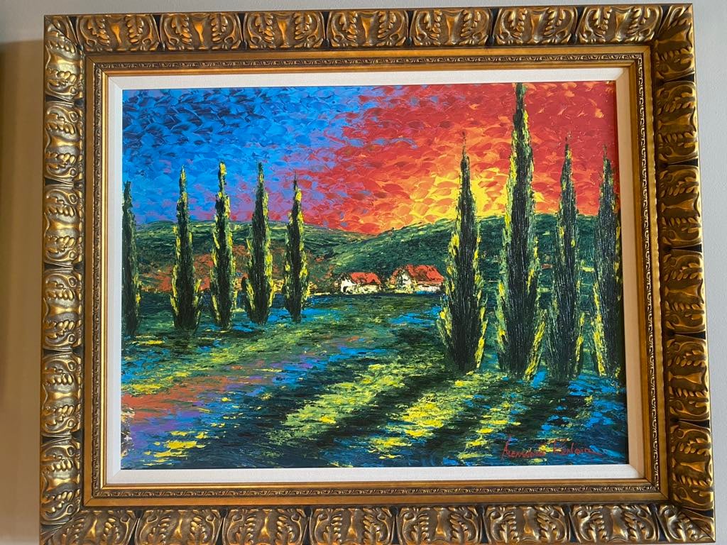 Alexandre Renoir Valley Sunrise: Alexandre Renoir "Valley Sunrise" 2018 23 3/4" x 31" image size Giclee in color with hand-embellishment on canvas. Hand-signed in pigment by the artist. Gallery framed, COA, Appraisal