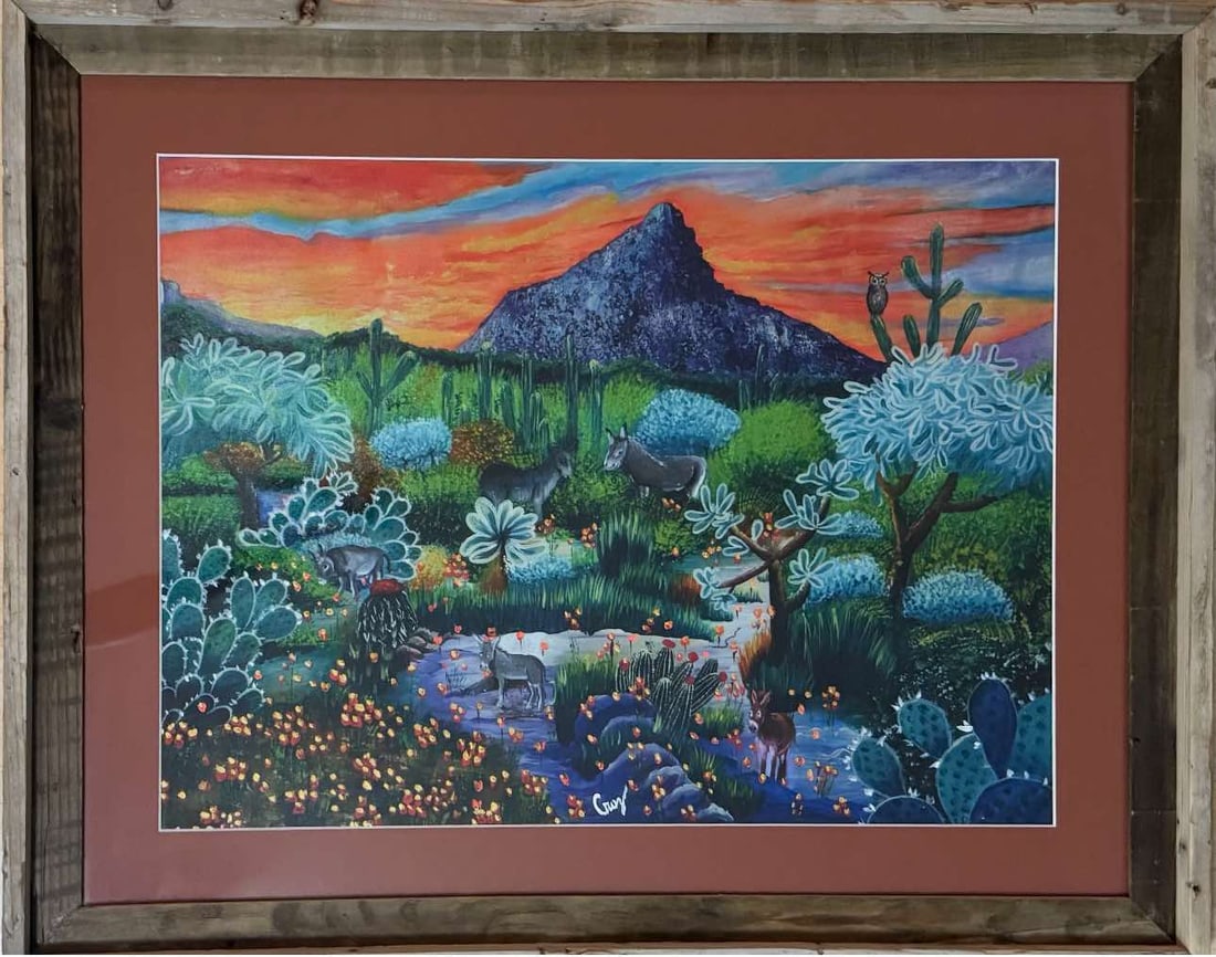 Cruz landscape: Cruz Landscape Giclee on canvas. 23" x 17". Framed