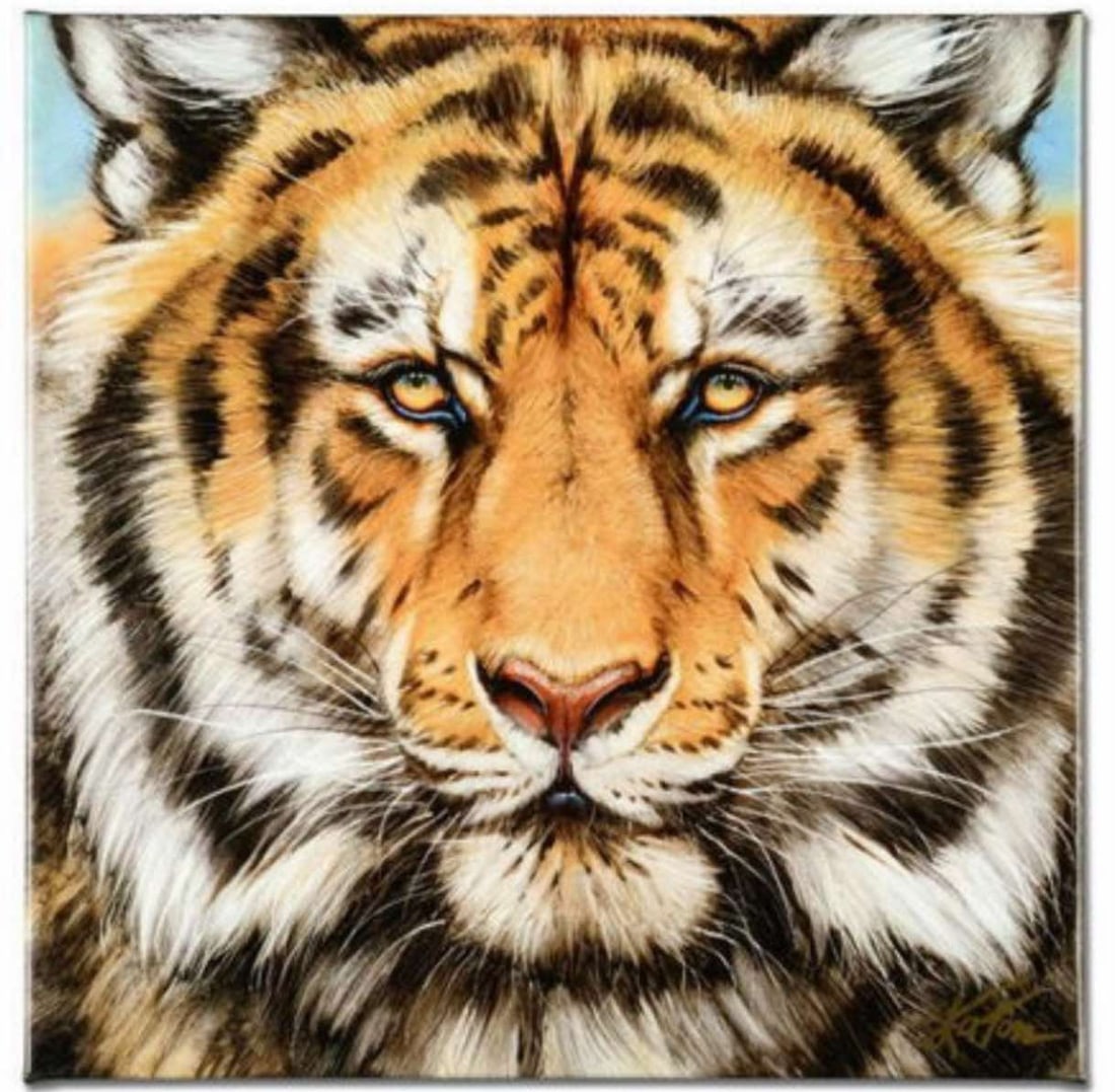 Martin Katon Terrific Tiger: Martin Katon "Terrific Tiger" limited edition giclee on canvas numbered and signed by the artist. Letter of authenticity 16" x 16" image size