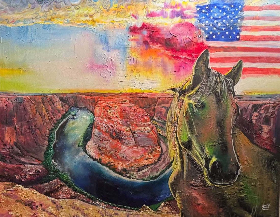 Yoandy Hernandez Horse at Grand Canyon original: Yoandy Hernandez Horse and the Grand Canyon Actylic original unframed. 24" x 30"