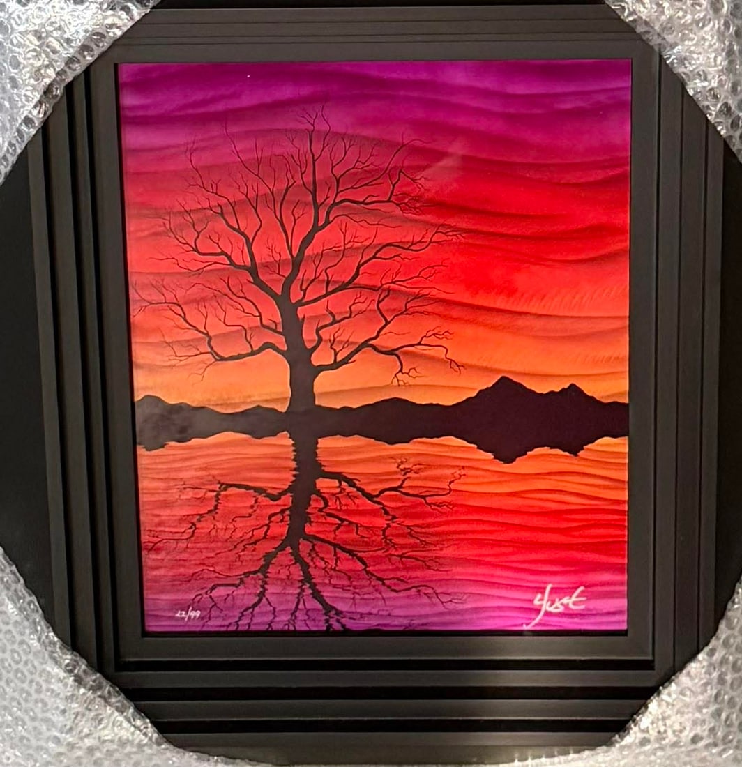 Nicholas Yust Tree Reflections Composition 2: Nicholas Yust "Tree Reflections Composition 2" 2023 15" x 12" image size Dye sublimation on aluminum. Hand-signed by the artist. Gallery framed, COA, Appraisal. TMP