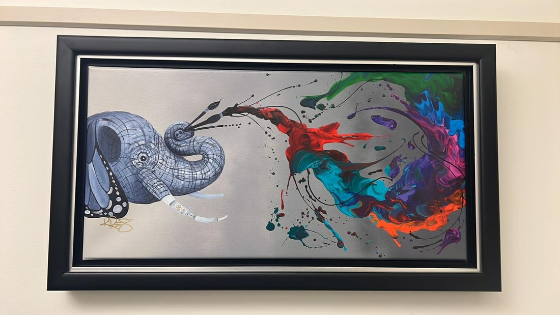 Kre8 I am Who I am: Kre8 "I Am Who I Am" 2021 16" x 32" Image size Giclee in color with hand-embellishment on canvas. Hand-signed by the artist. Gallery framed,Appraisal, VP