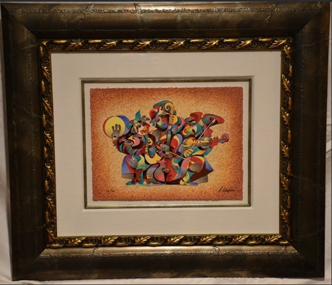 Anatole Krasnyansky Street Quartet II: Anatole Krasnyansky "Street Quartet II" 2012 9 3/8" x 12 1/2" image size serigraph in color on wove paper. Hand-signed in ink by the artist. Gallery framed, COA, Appraisal, JS