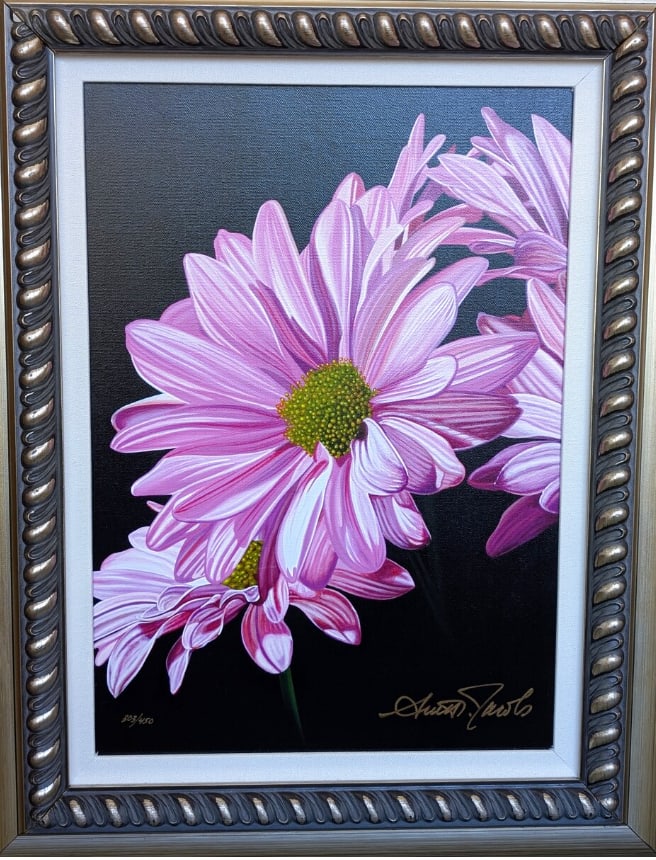 Scott Jacobs Hot Pink: Scott Jacobs "Hot Pink" 2014 13 3/8" x 13 1/8" image size Giclee in color on canvas. Hand-signed in ink lower right byt the artist. Gallery framed, COA, Appraisal