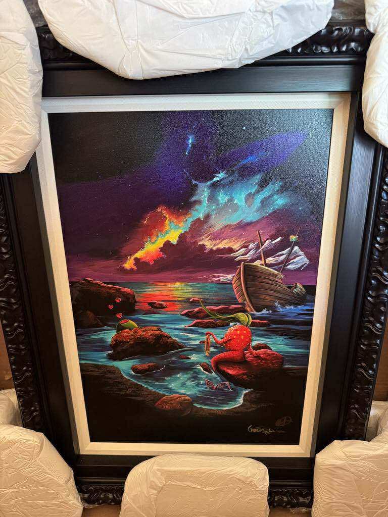 Michael Godard Looking for This: Michael Godard "Looking for This" 2023 23 1/2" 16" image size Giclee in color with hand-embellishment on canvas. Hand-signed by the artist. Gallery framed, COA, Appraisal, BA