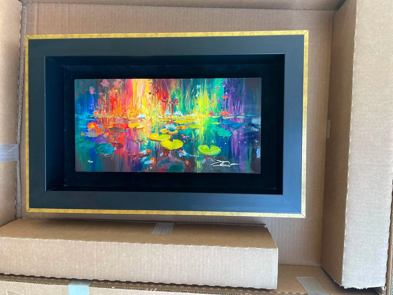 James Coleman Soft Light on a Pond: James Coleman "Soft Light on a Pond" 2018 7 1/2" x 15" image size Caldograph (digital multiple through dye-sublimation on wood) with hand-embellishments using a variety of acrylic paints. Hand-signed 