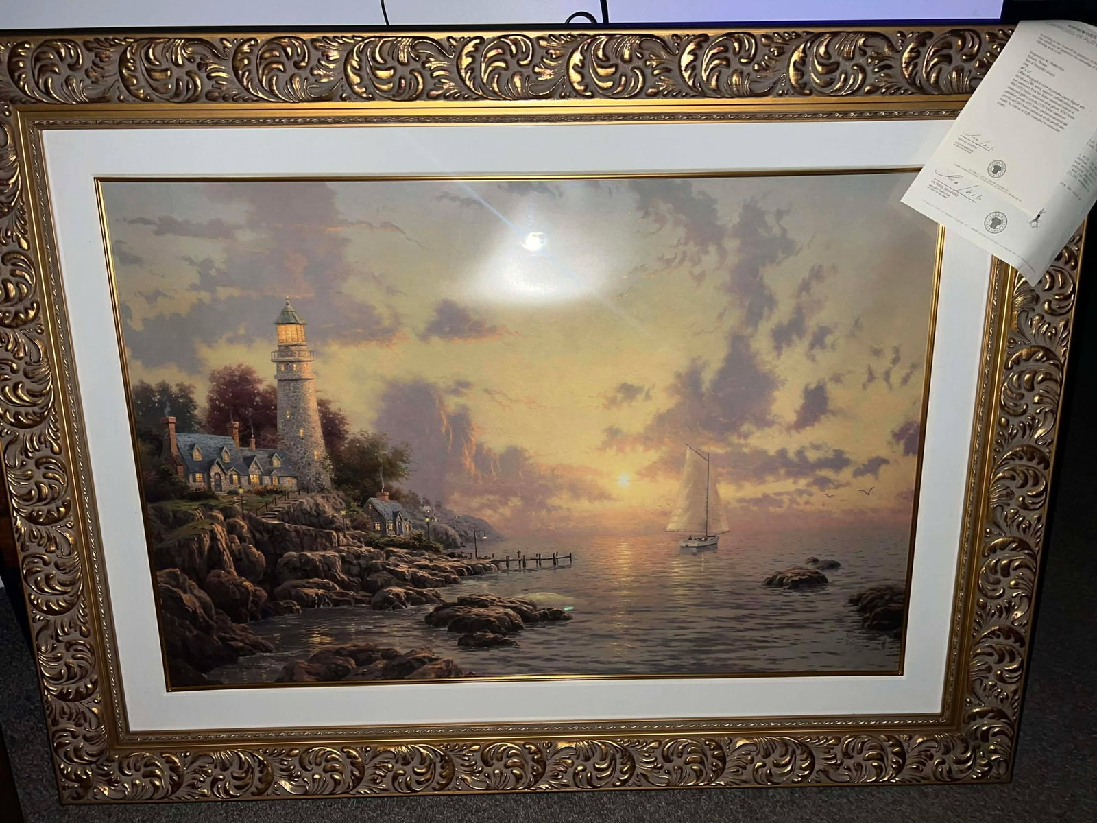 Thomas Kinkade Sea of Tranquility (Large): Thomas Kinkade "Sea of Tranquility (Large)" 1998 28" x 42" image size offset lithograph in color on premium paper. Signed with the artist's DNA matrix signature authentication system and numbered. Gal