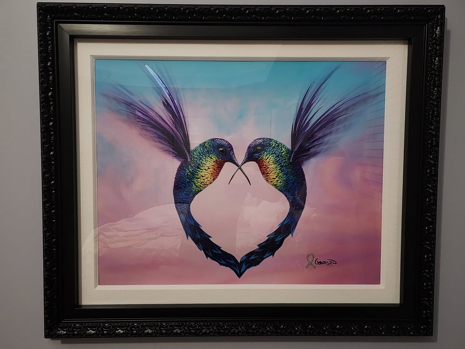 Michael Godard Wings of Hope: Michael Godard "Wings of Hope" 2023 26 1/2" x 33 1/2" image size mixed media on metallic paper. Hand-signed in pigment lower right by the artist. Unique variation Gallery framed, COA, Appraisal. HS