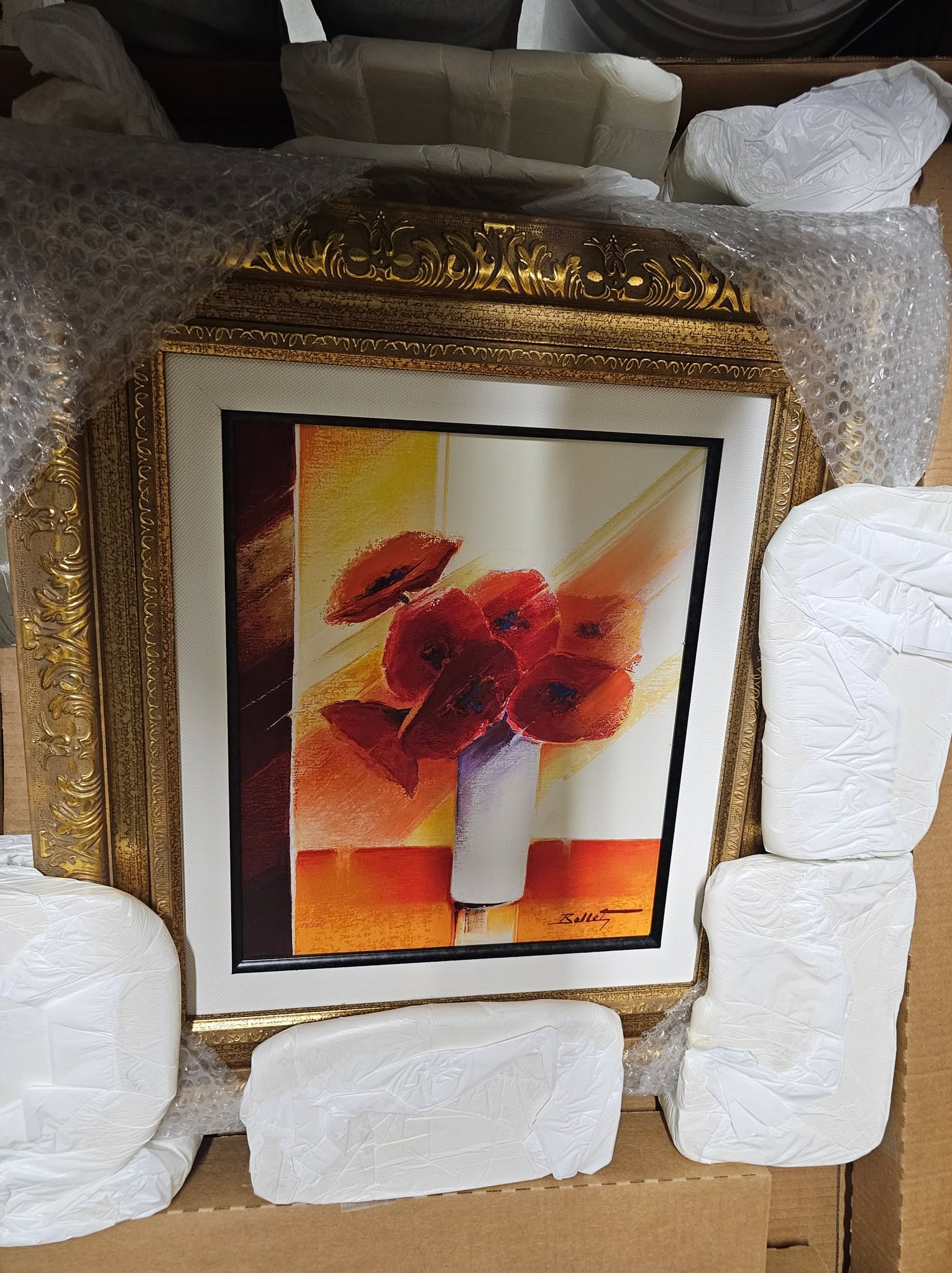 Emile Bellet Les Coquelicots: Emile Bellet "Les Coquelicots" 2021 14" x 11 5/8" Giclee in color on canvas with printed signature. Gallery framed, COA, Appraisal. KL