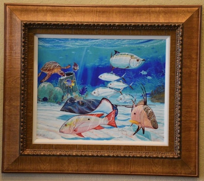 Guy Harvey Reef Patrol: Guy Harvey "Reef Patrol" 2015 19 1/4" x 24" image size Digital multiple on aluminum through dye sublimation. Hand-signed by the artist. Gallery framed, COA, Appraisal. JS