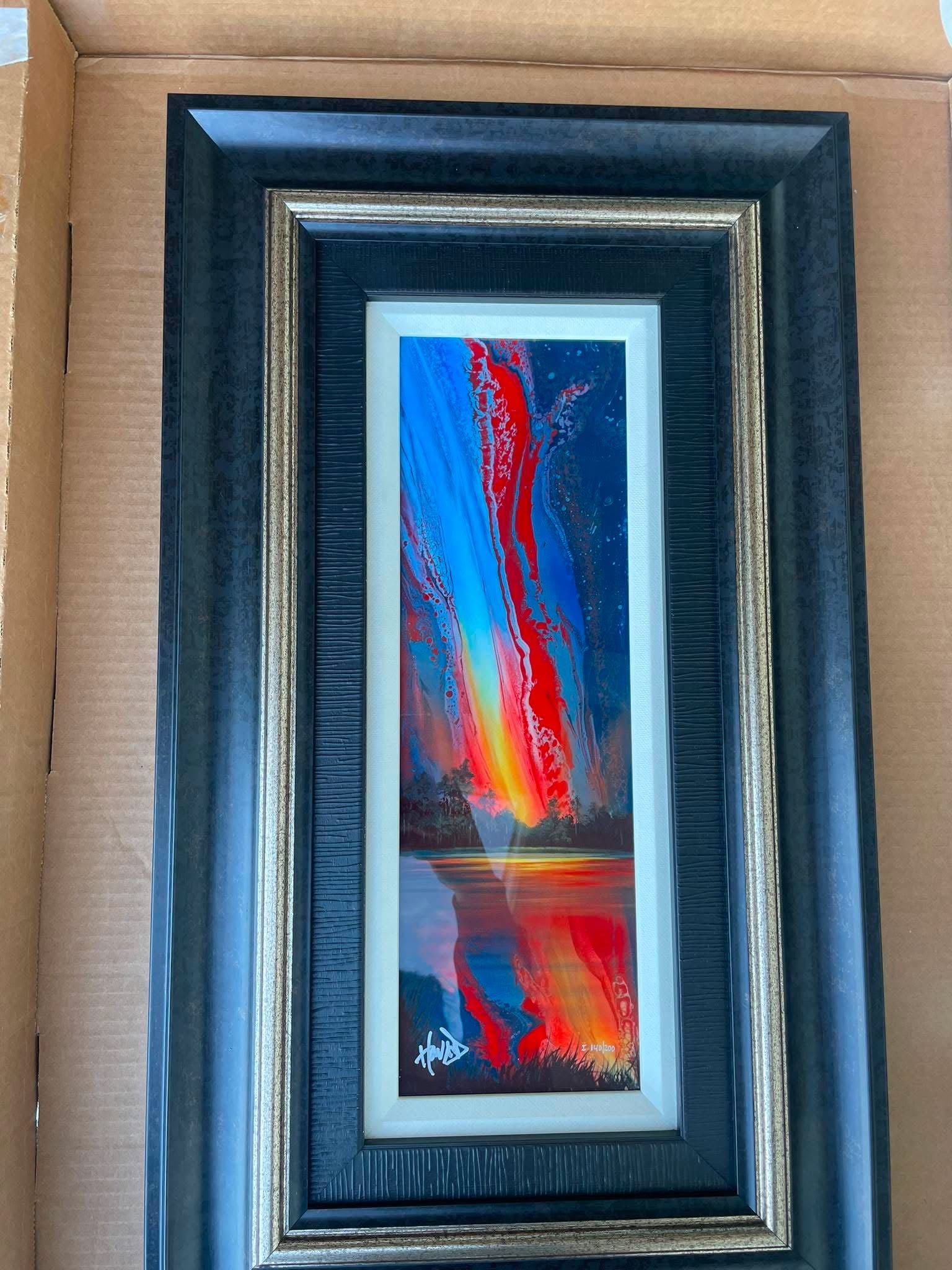Ashton Howard Sunburst: Ashton Howard "Sunburst" 2019 18" x 6" image size Digital multiple on aluminum through dye sublimation. Hand-signed in pigment lower left by the artist. Gallery framed, COA, Appraisal. AMS