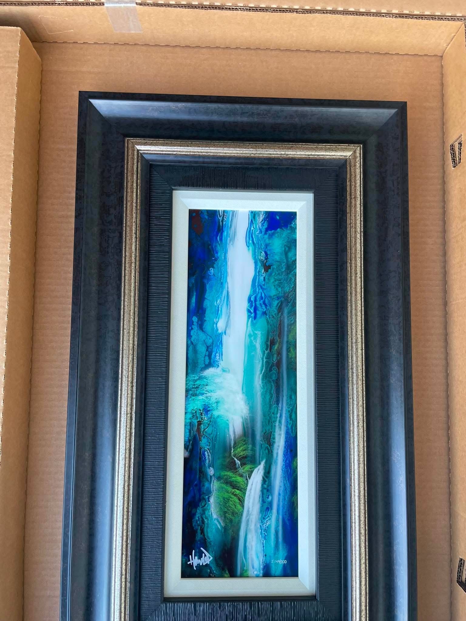 Ashton Howard Mystic Falls: Ashton Howard "Mystic Falls" 2019 18" x 6" image size Digital multiple on aluminum through dye sublimation Hand-signed in pigment lwoer left by the artist. Gallery framed, COA, Appraisal. AMS