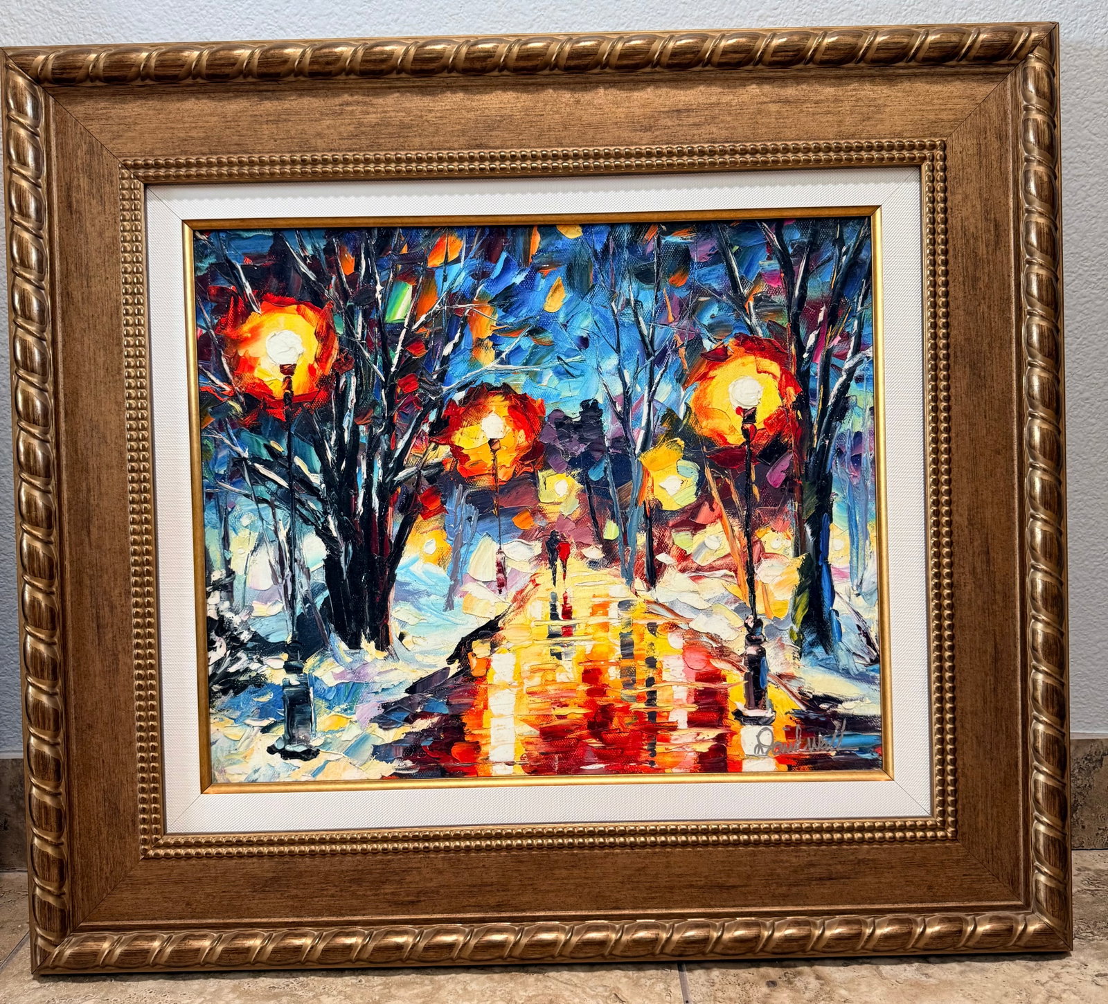 Daniel Wall Enchanted Stroll: Daniel Wall "Enchanted Stroll" 2019 16 1/2" x 20" image size Giclee in color with hand-embellishment on canvas. Hand-signed in pigment lower left by the artist. Gallery framed, COA, JK